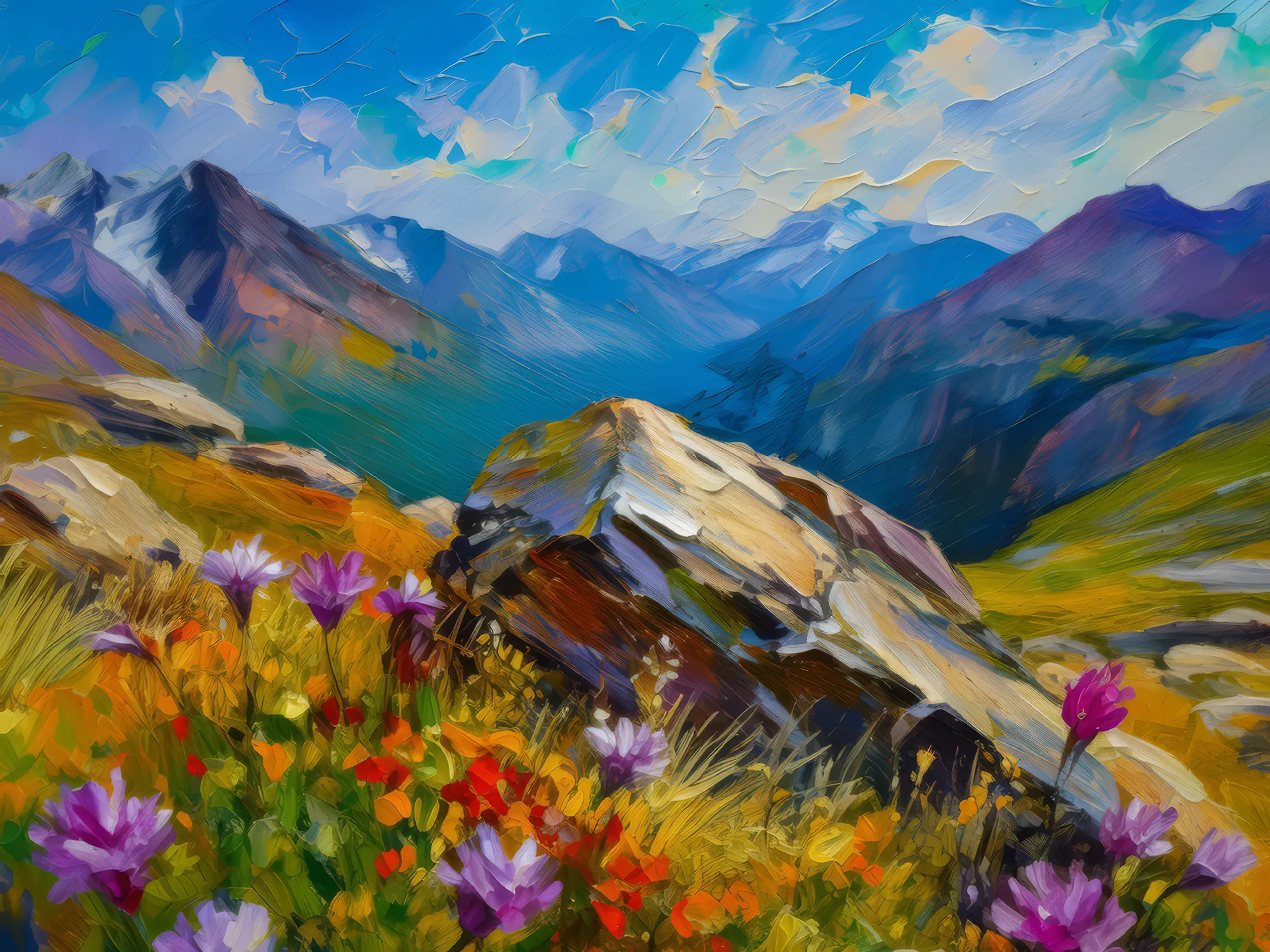 Painting: Rocky Alpine Outcrop