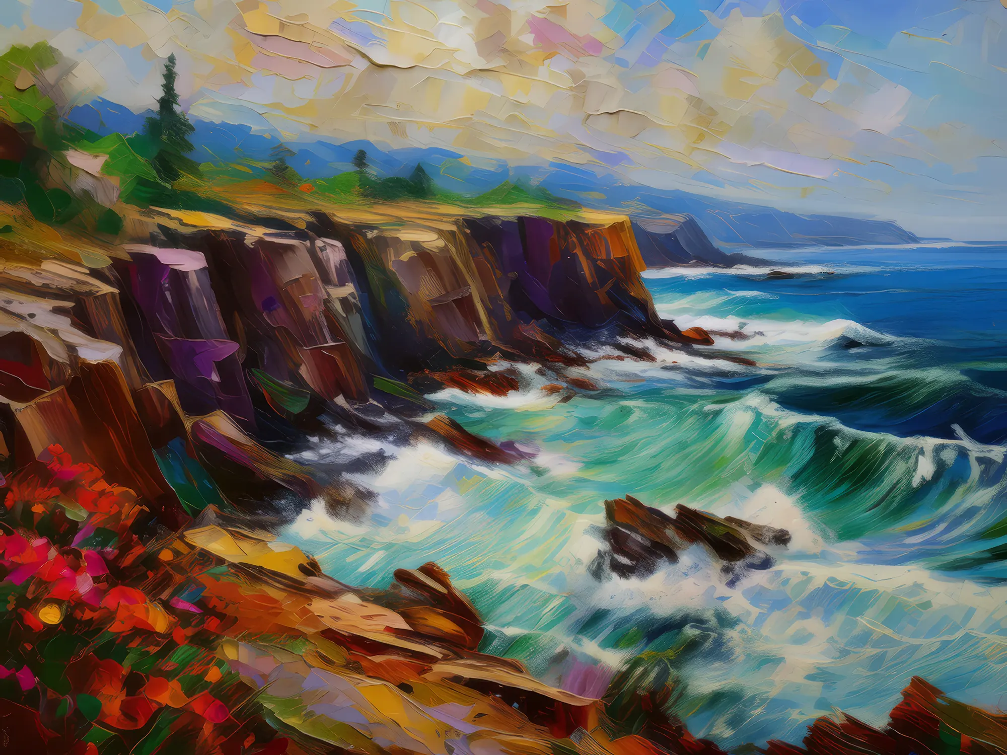Painting: Rocky Coastal Bluff