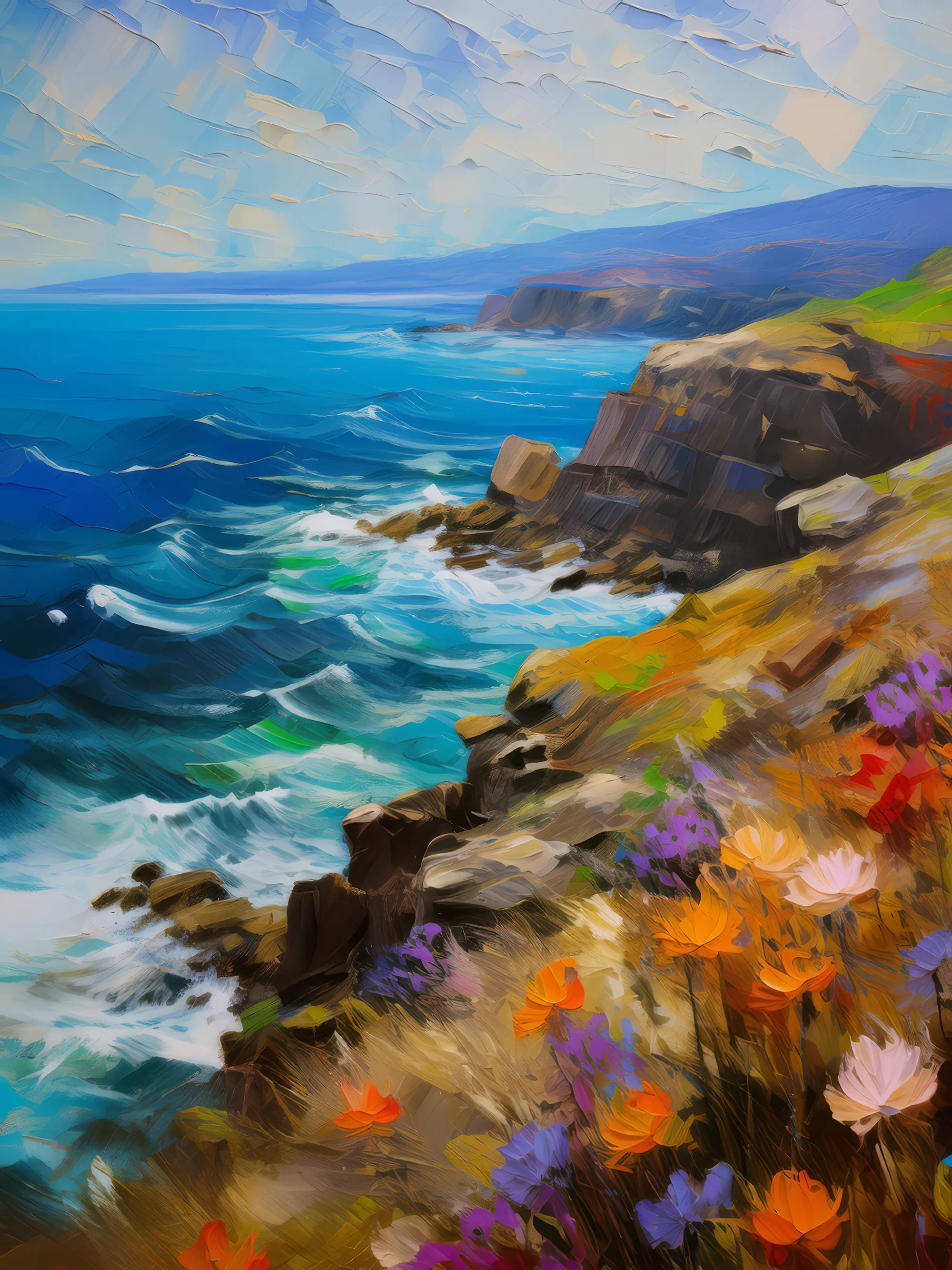 Painting: Rocky Hill Overlooking Ocean