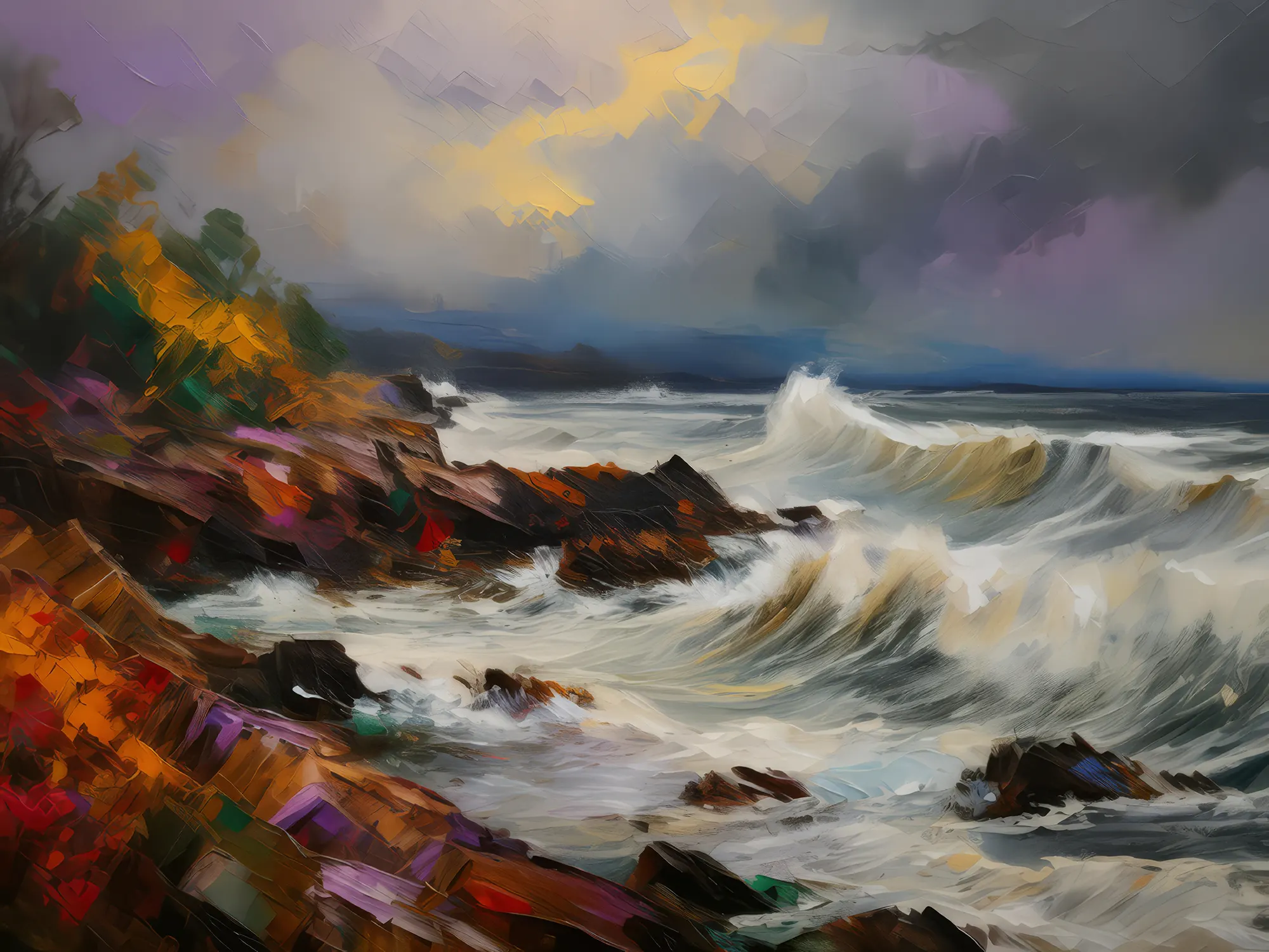 Painting: Rocky Seashore Storm