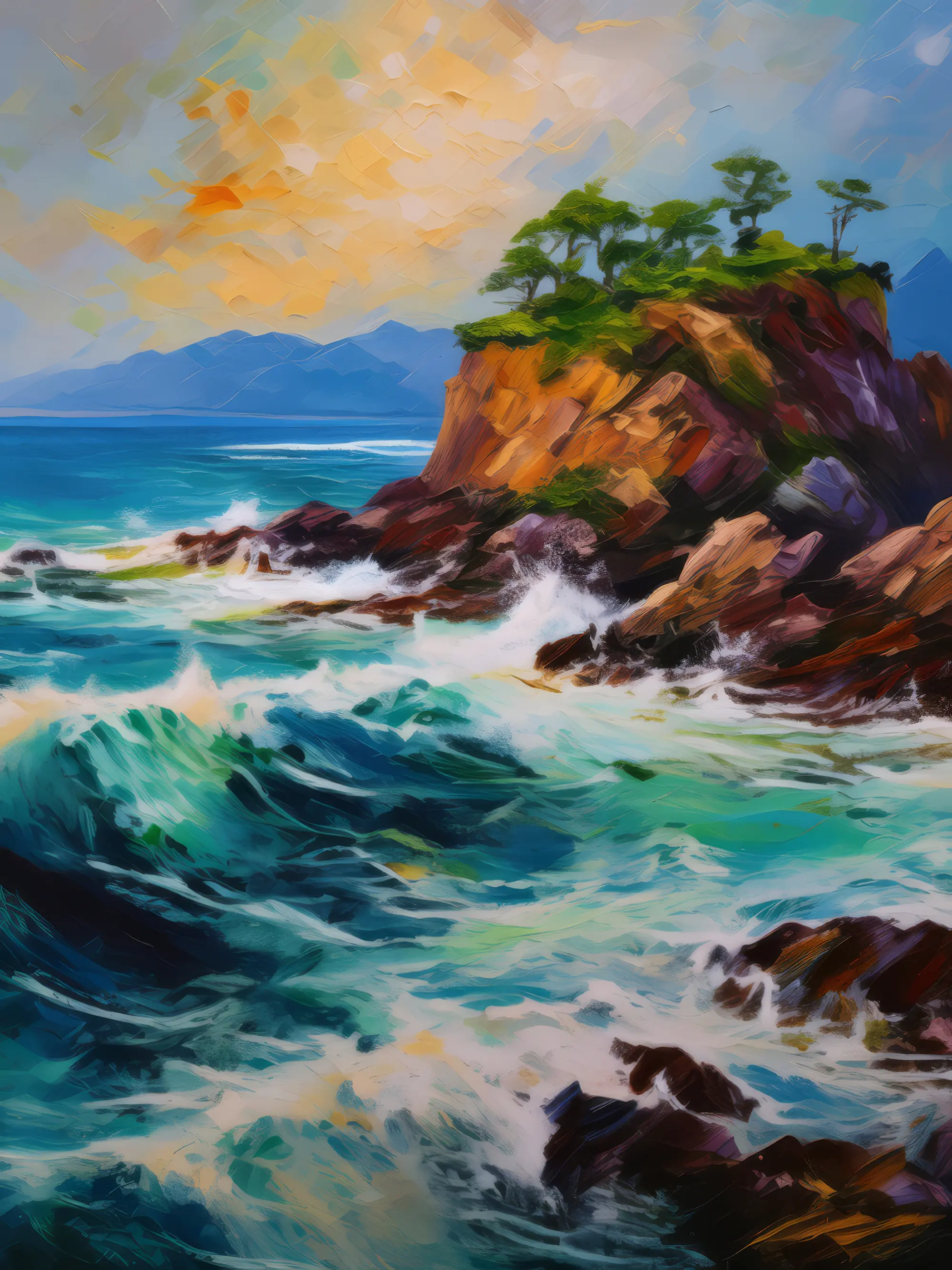 Painting: Rocky Shoreline Island