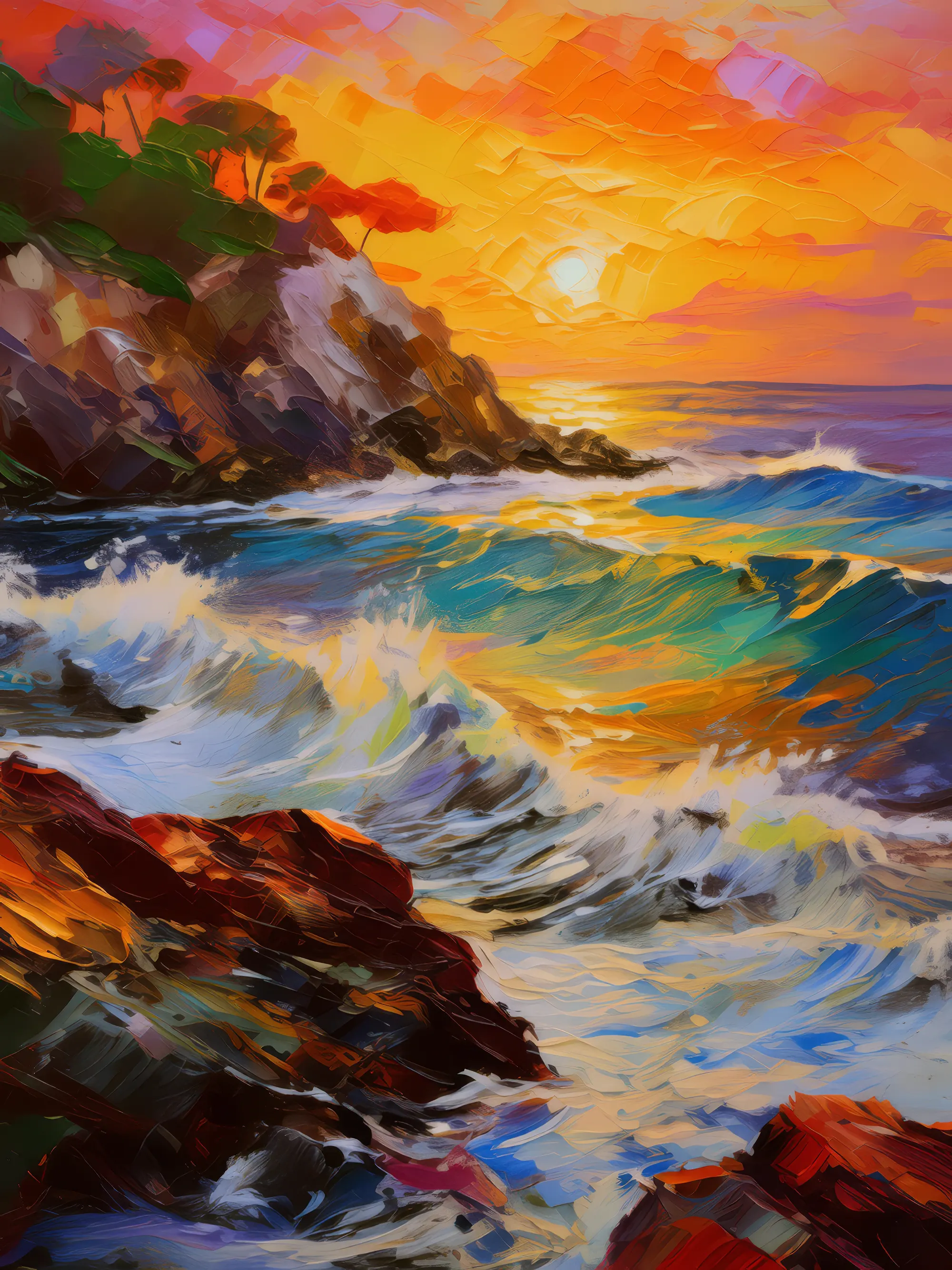Painting: Rocky Shoreline Sunset