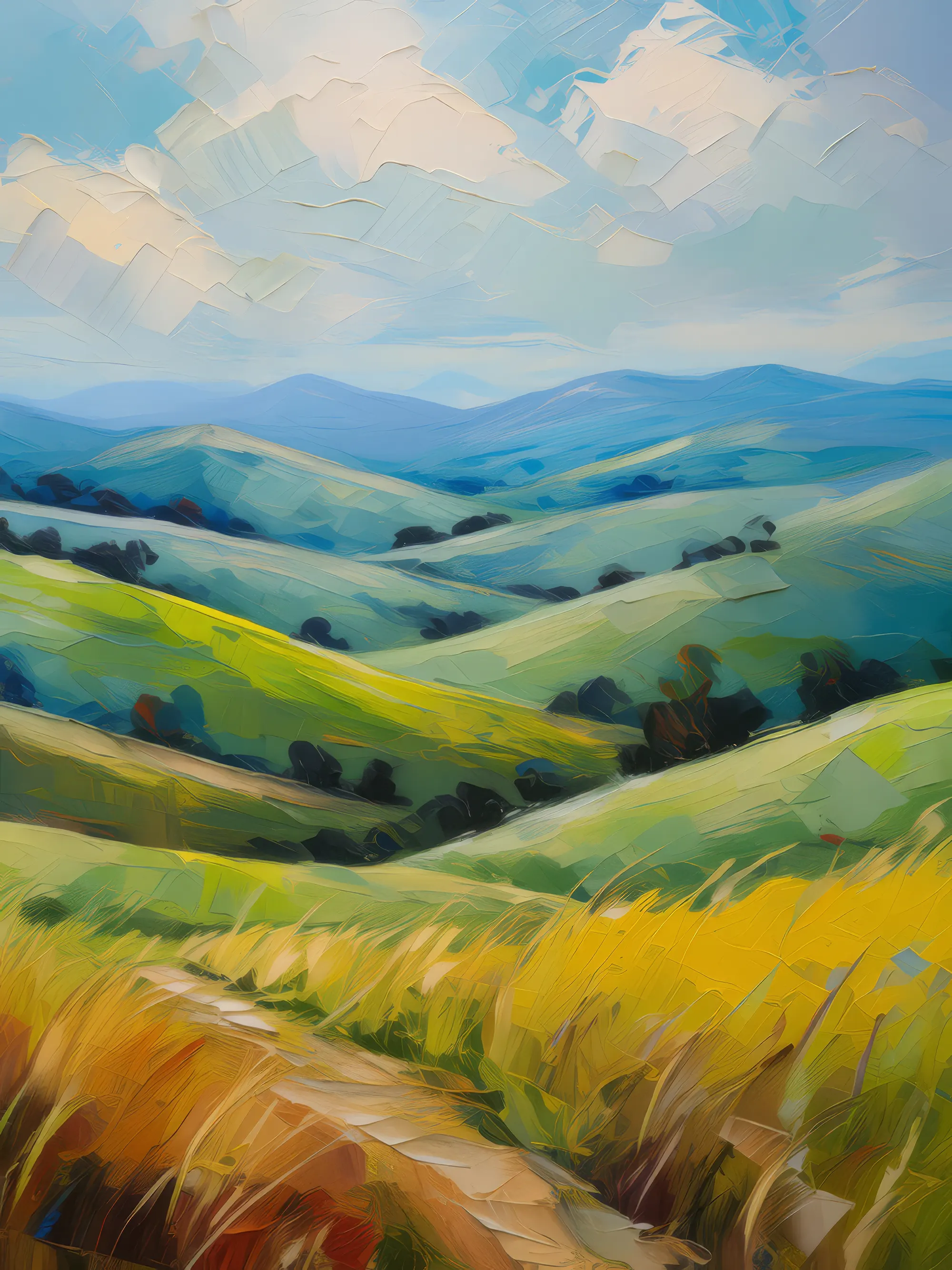 Painting: Rolling Hills of Grassland