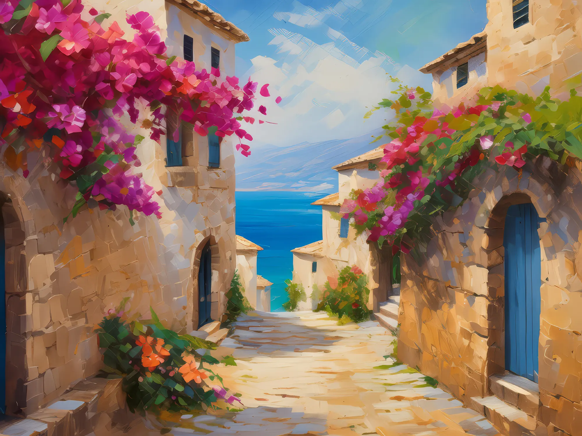 Painting: Rustic Mediterranean Alley