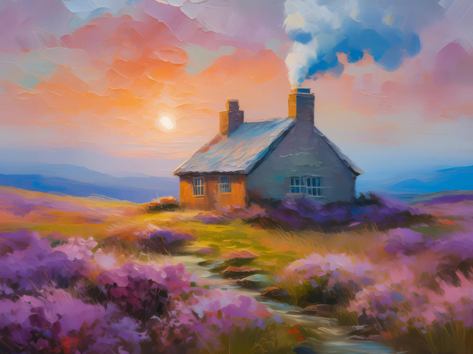 Painting: Rustic Moorland Cottage