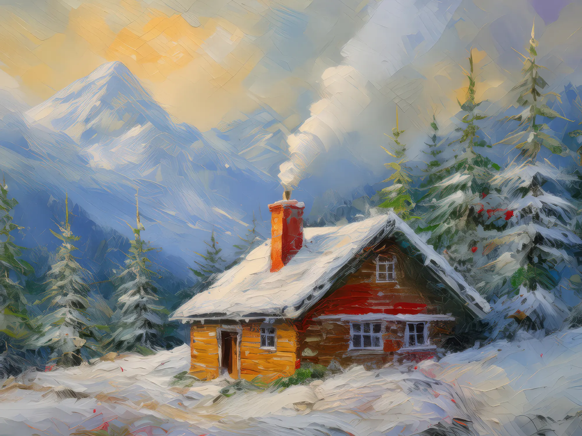 Painting: Rustic Mountain Cabin