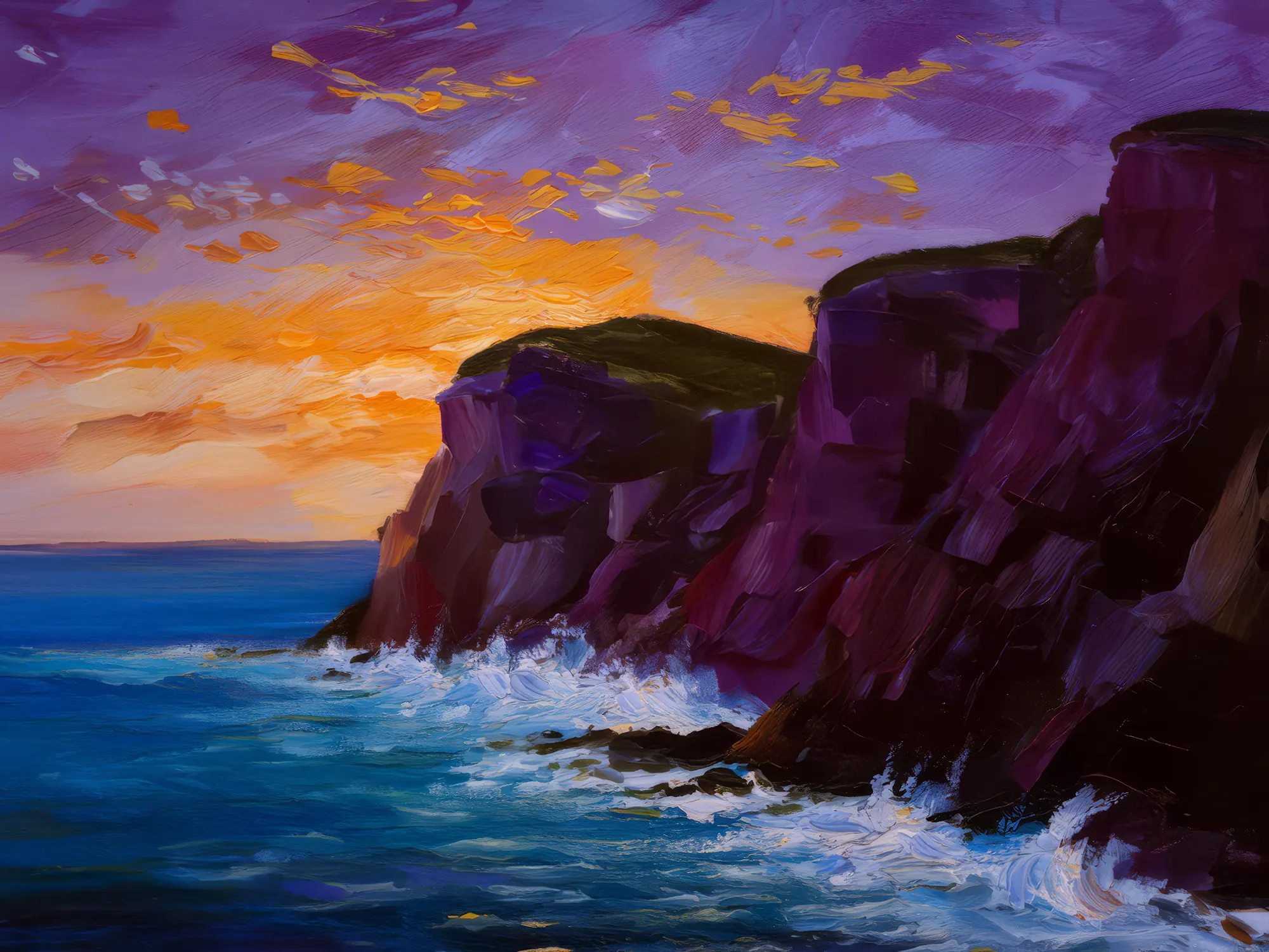 Painting: Sea Cliffs at Twilight