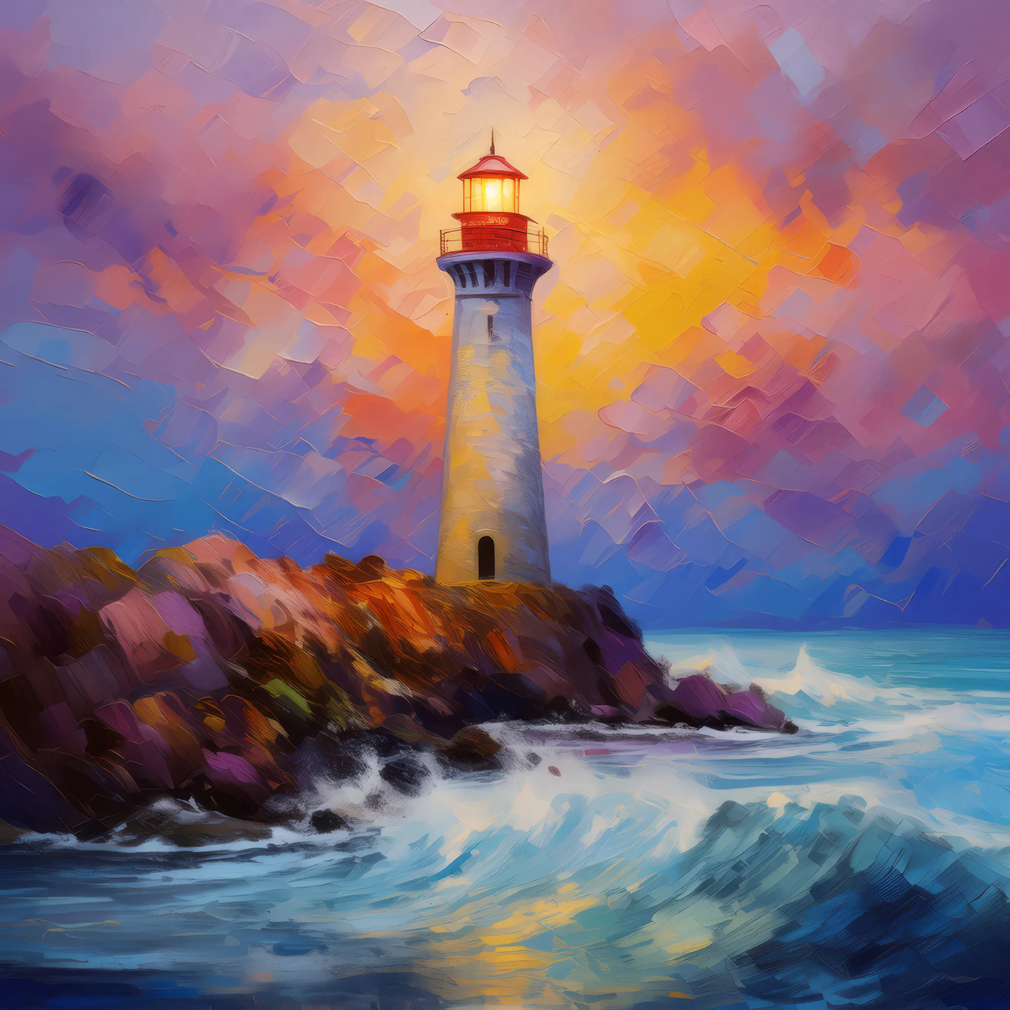Painting: Seaside Lighthouse Glow