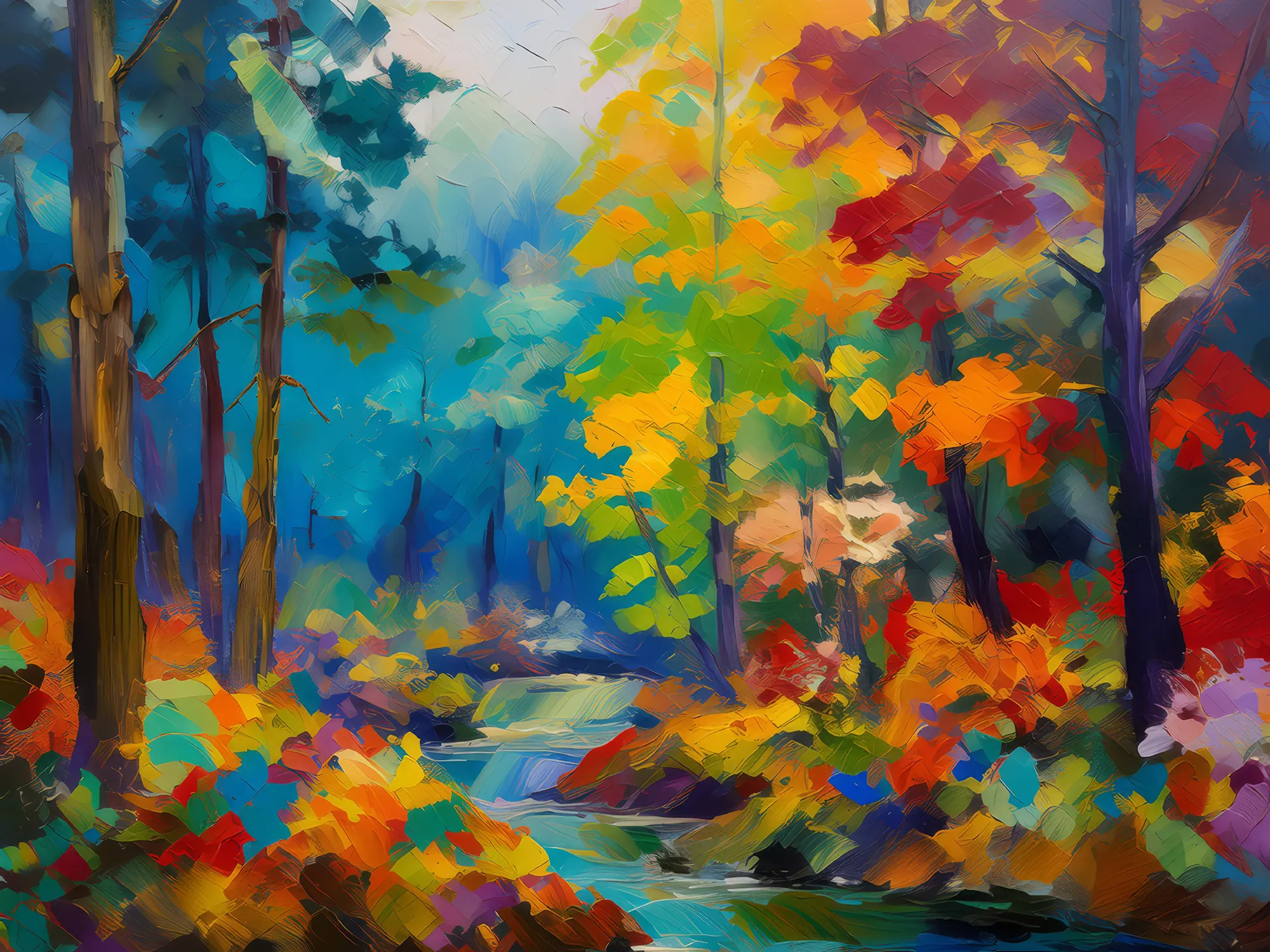 Painting: Seasons Change in Forest