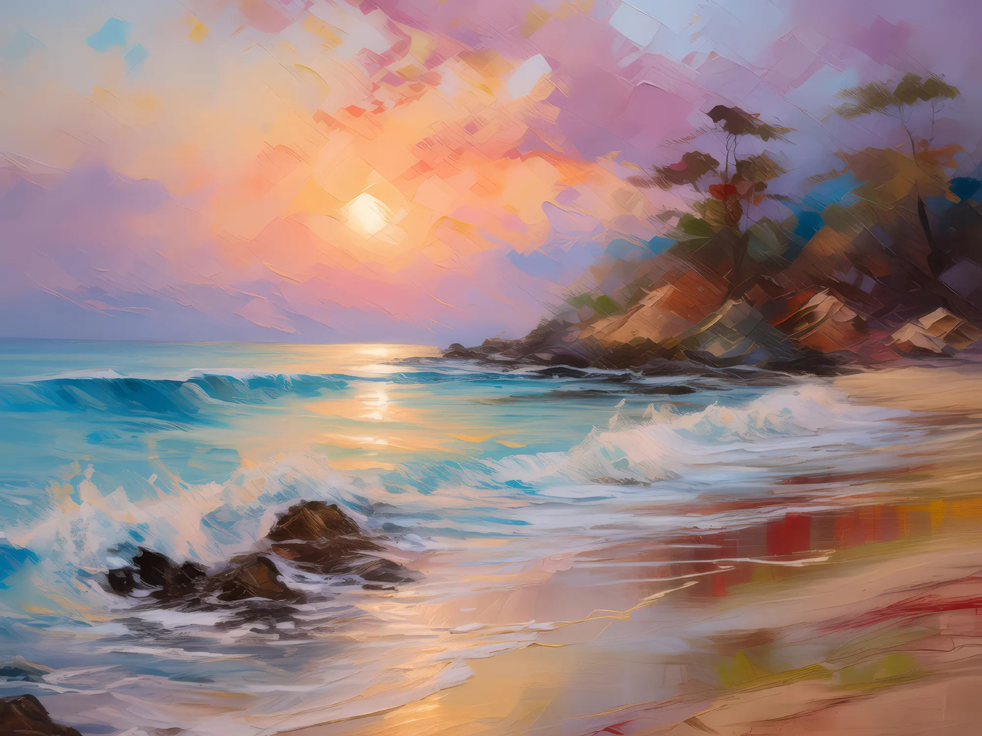Painting: Secluded Beach Sunrise