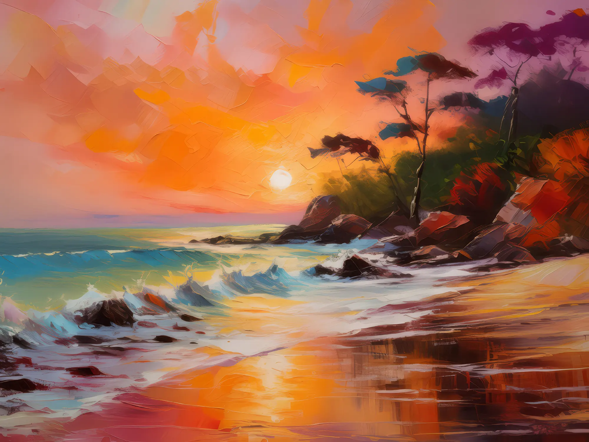 Painting: Secluded Beach Sunset