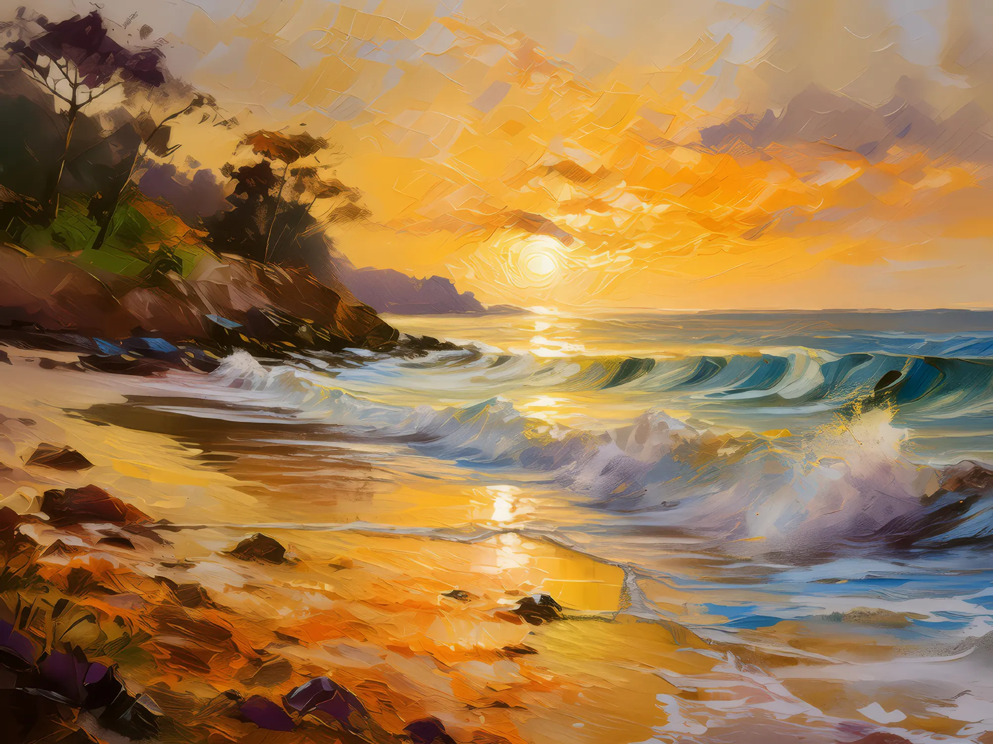 Painting: Secluded Beach at Sunrise