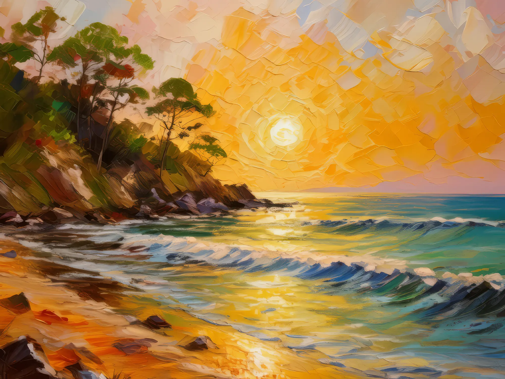 Painting: Secluded Beach at Sunset
