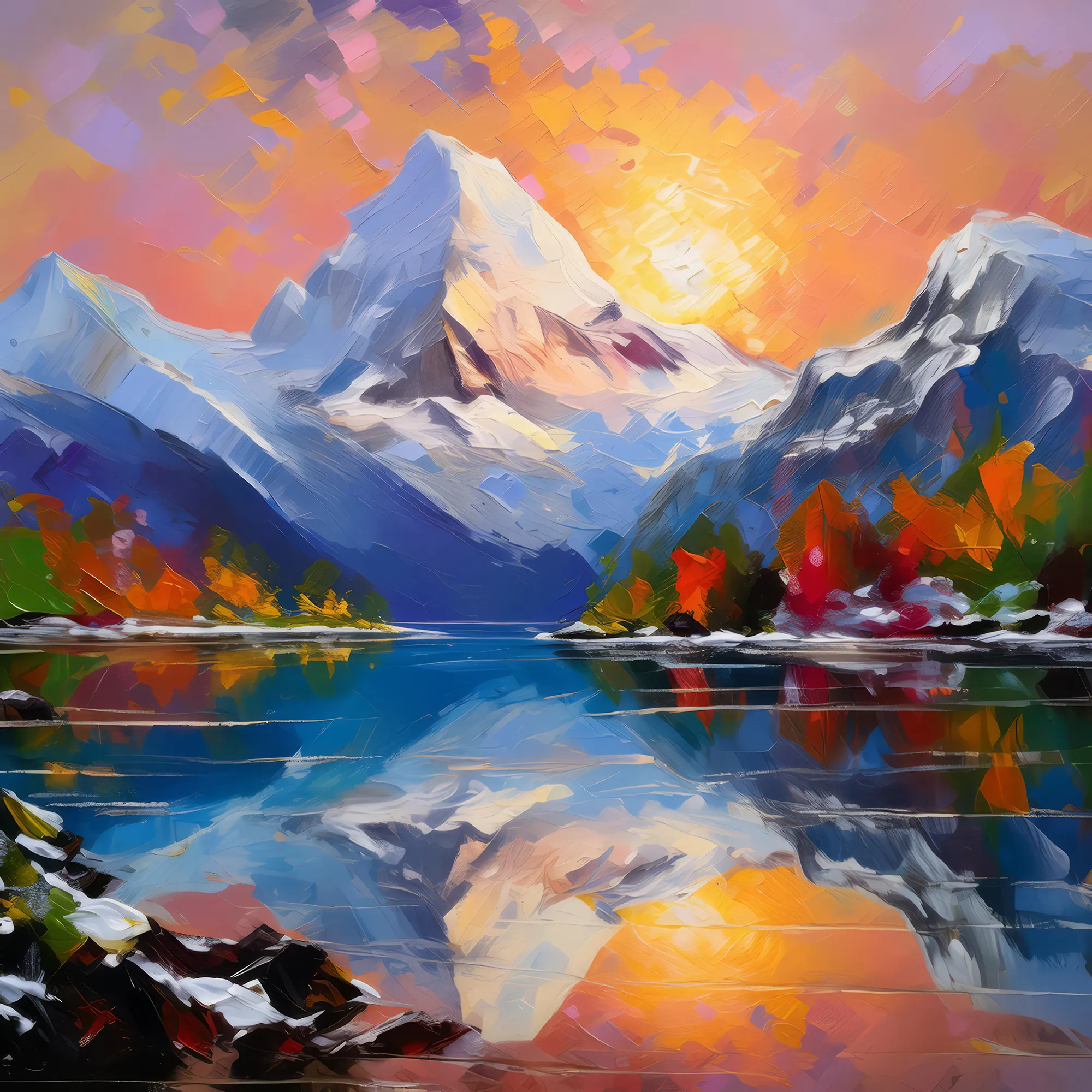 Painting: Serene Alpine Sunrise