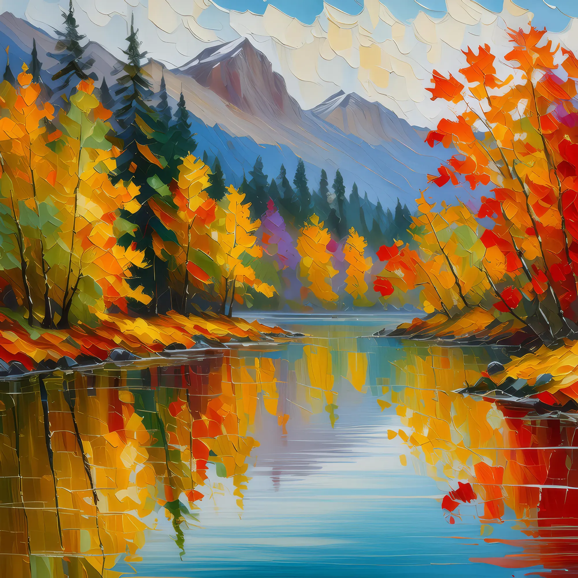 Painting: Serene Autumn Lake