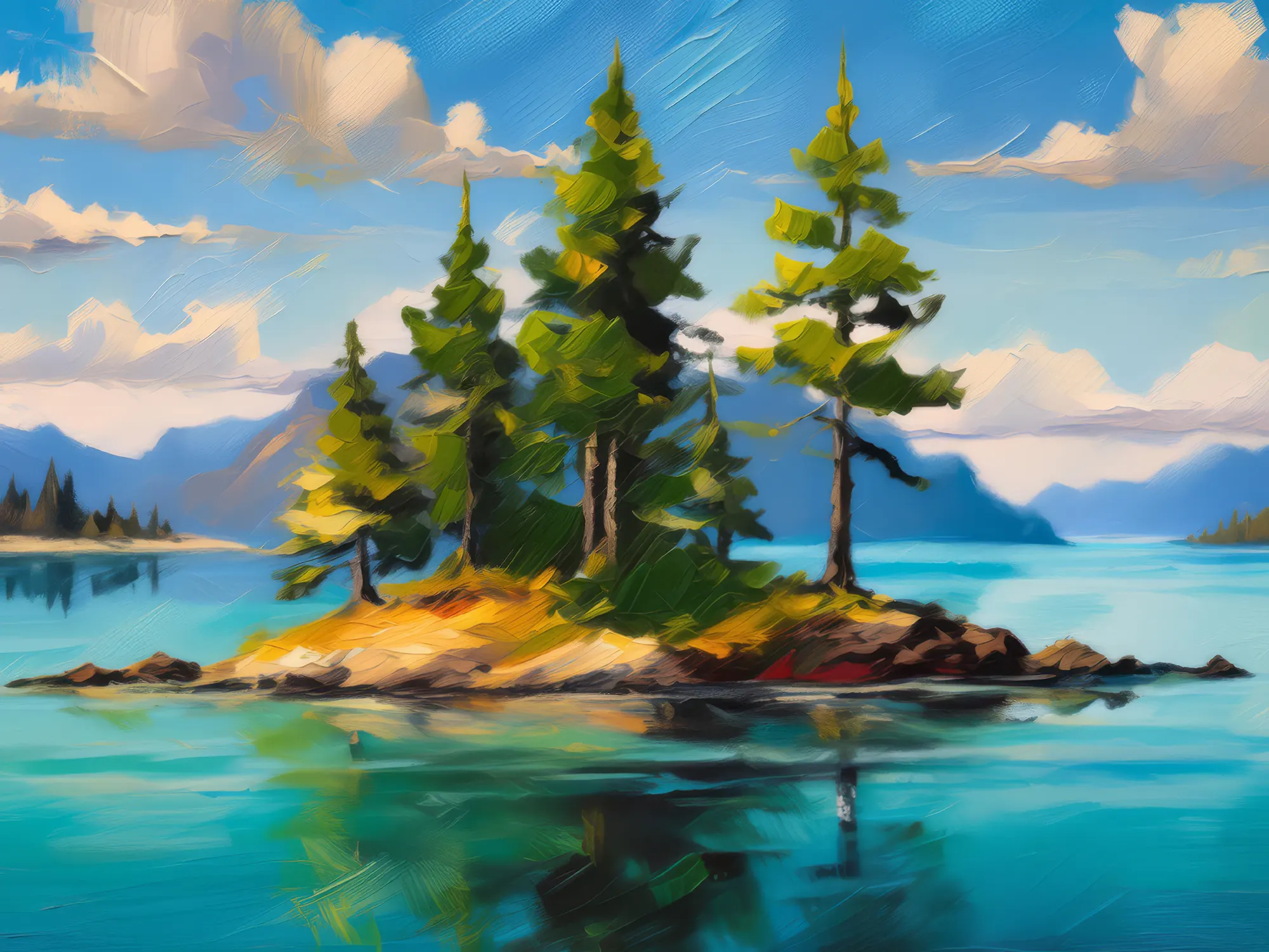 Painting: Serene Lake Island