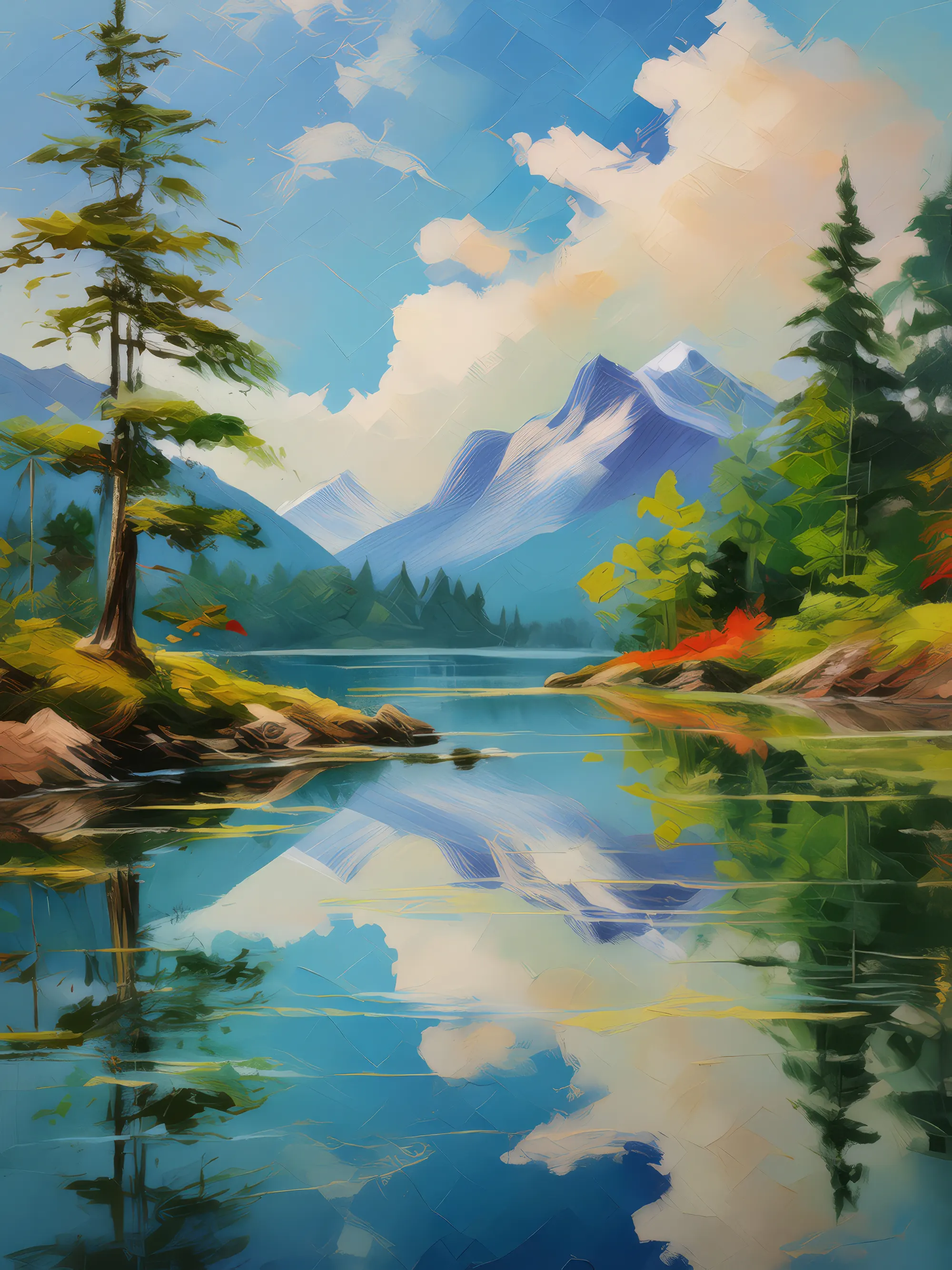 Painting: Serene Lake Reflections