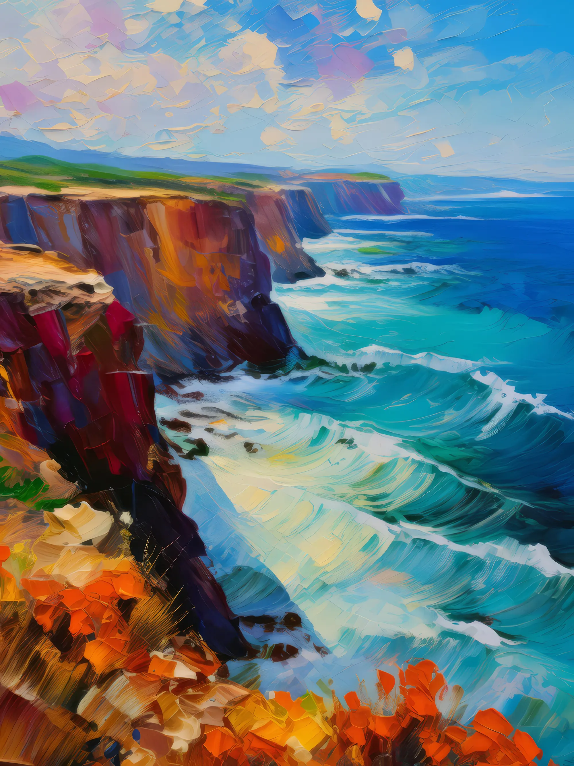 Painting: Serene Ocean Cliffs