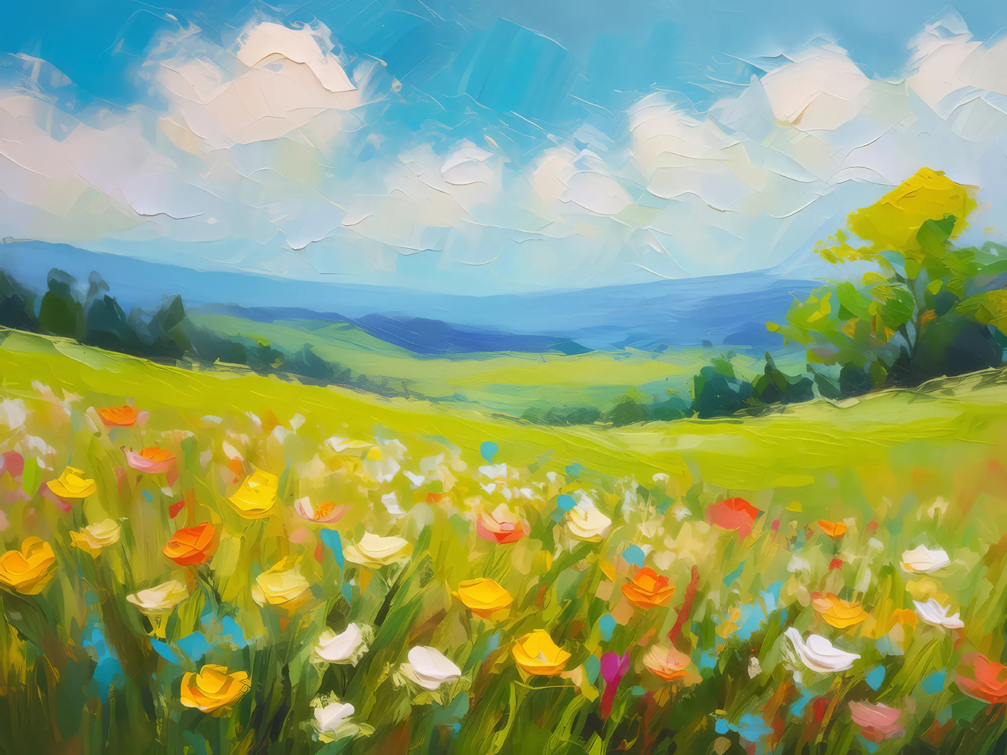 Painting: Serene Spring Meadow