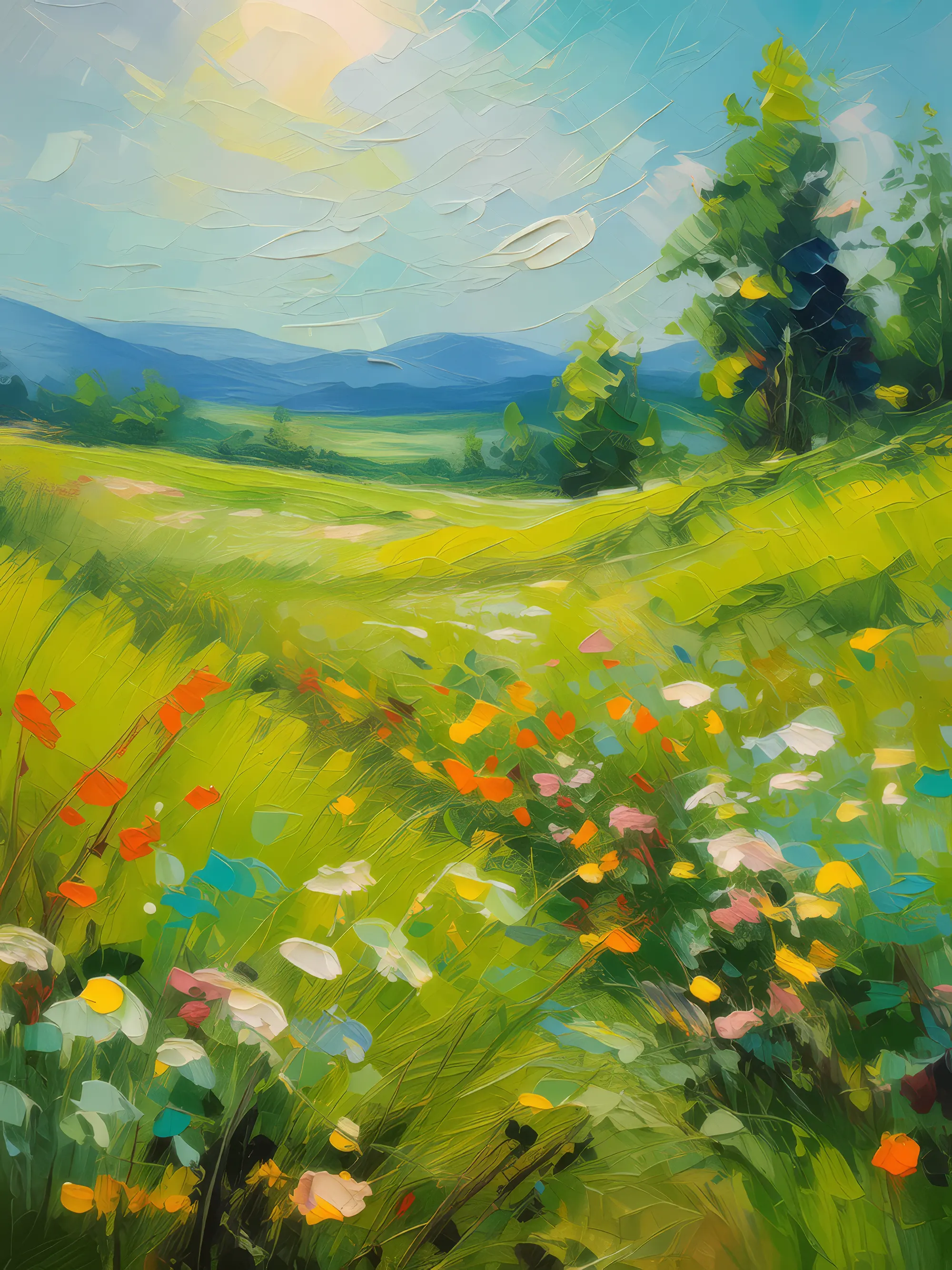 Painting: Serene Summer Grassland