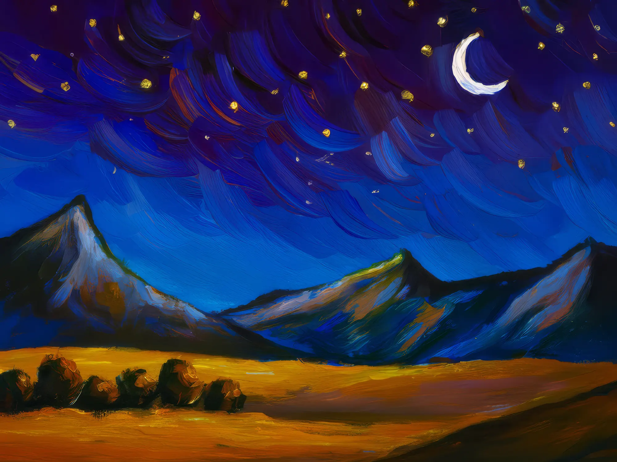 Painting: Silent Alpine Desert Night
