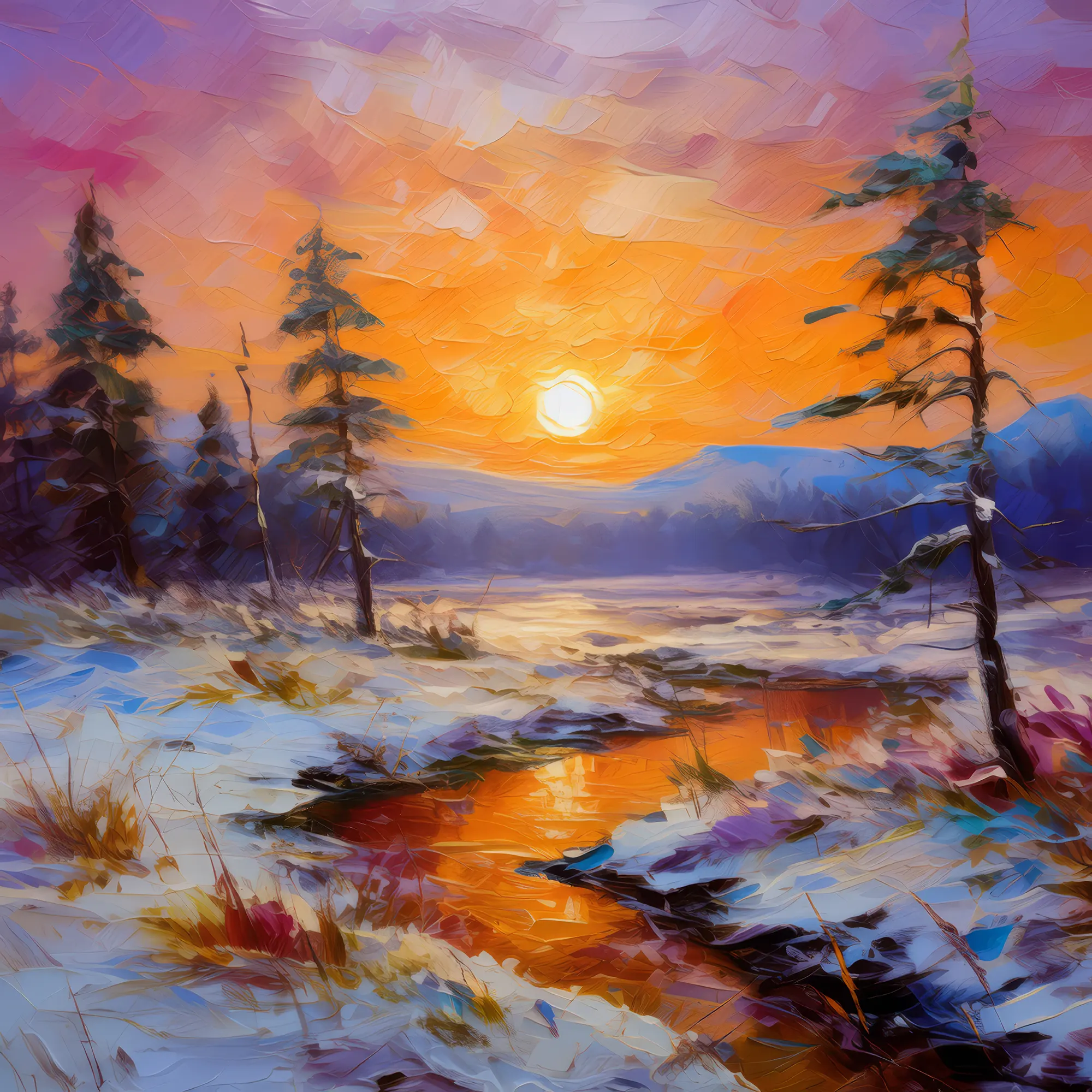 Painting: Silent Boreal Desert Sunrise