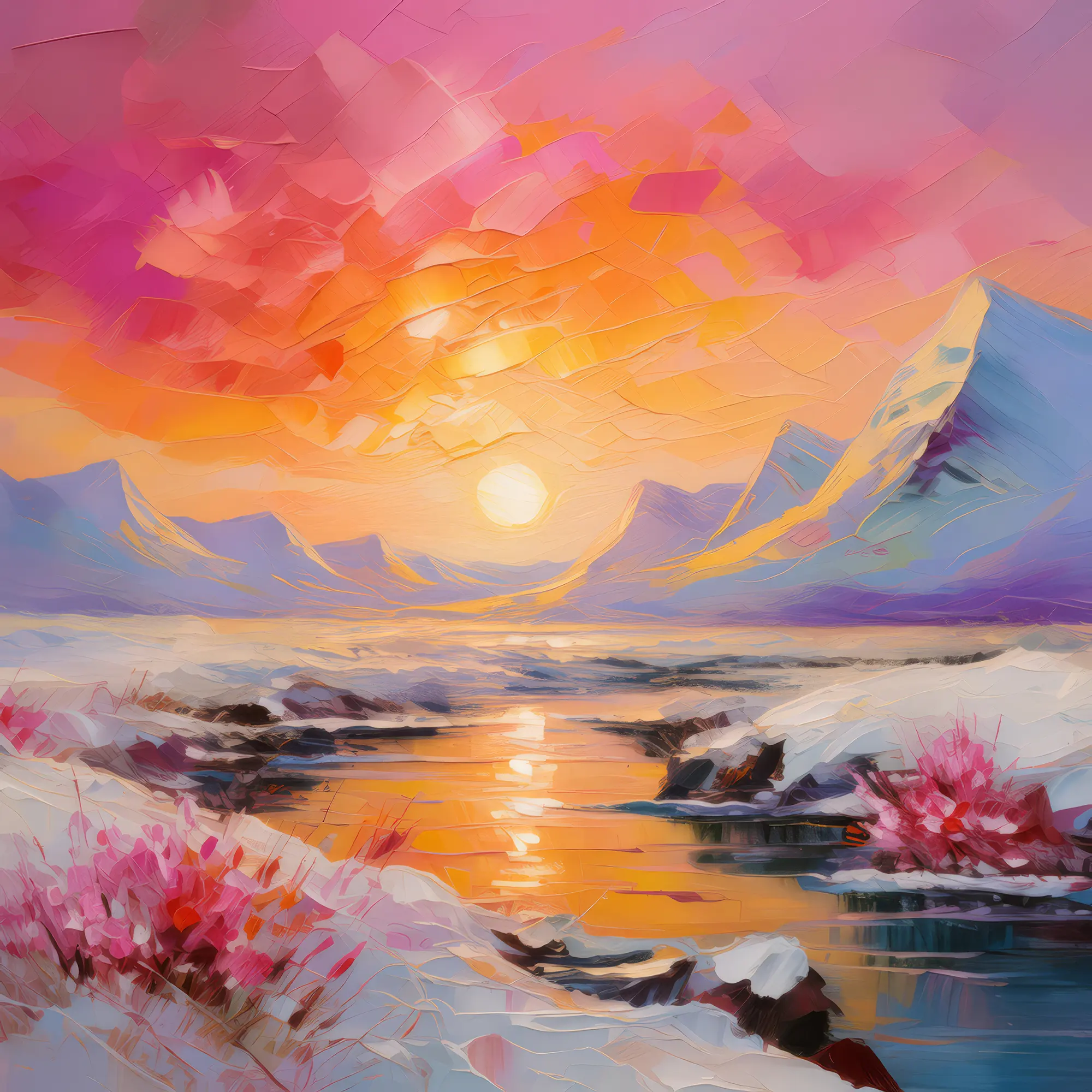 Painting: Silent Tundra Sunrise