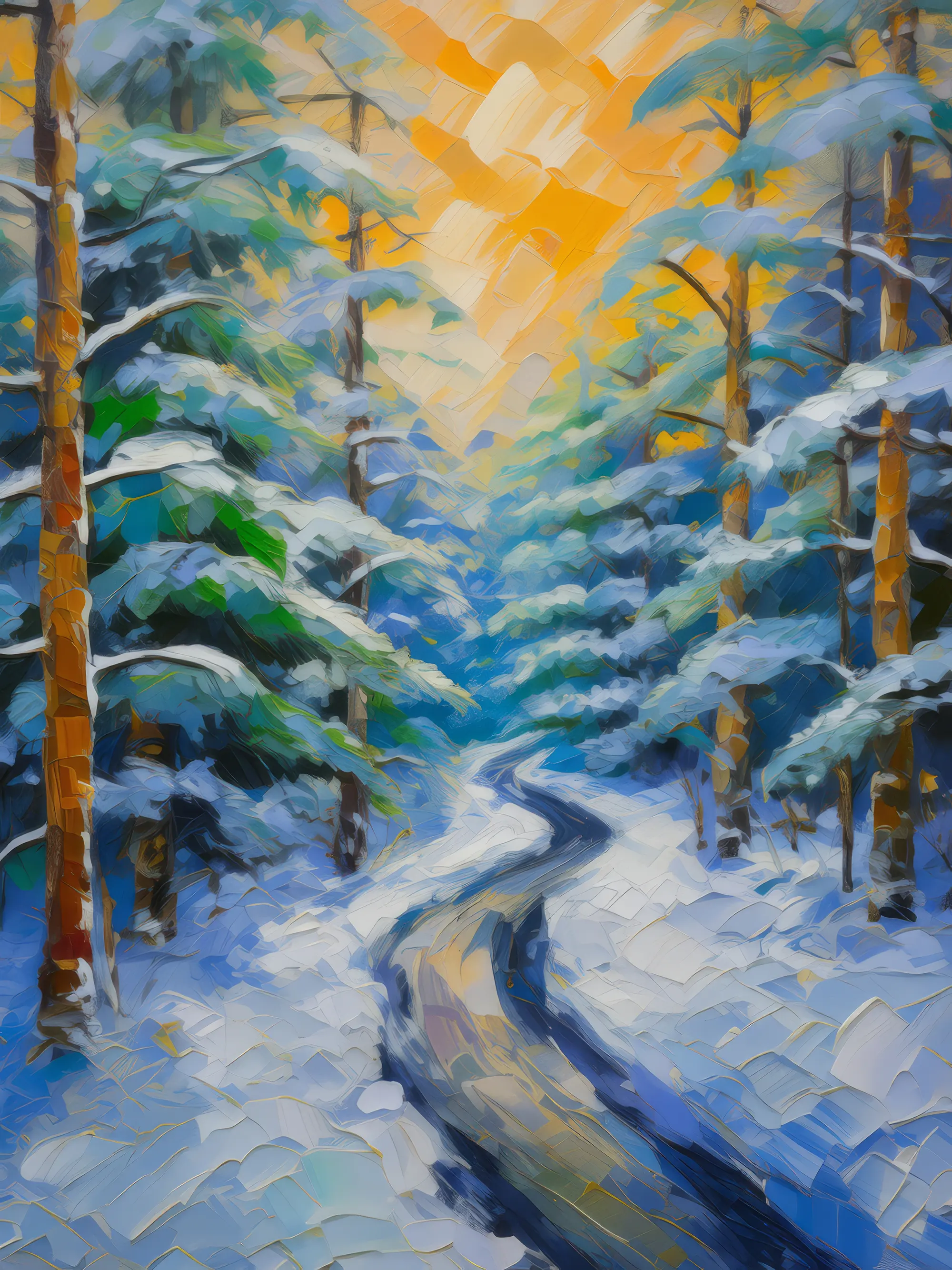 Painting: Snow-Covered Forest Road