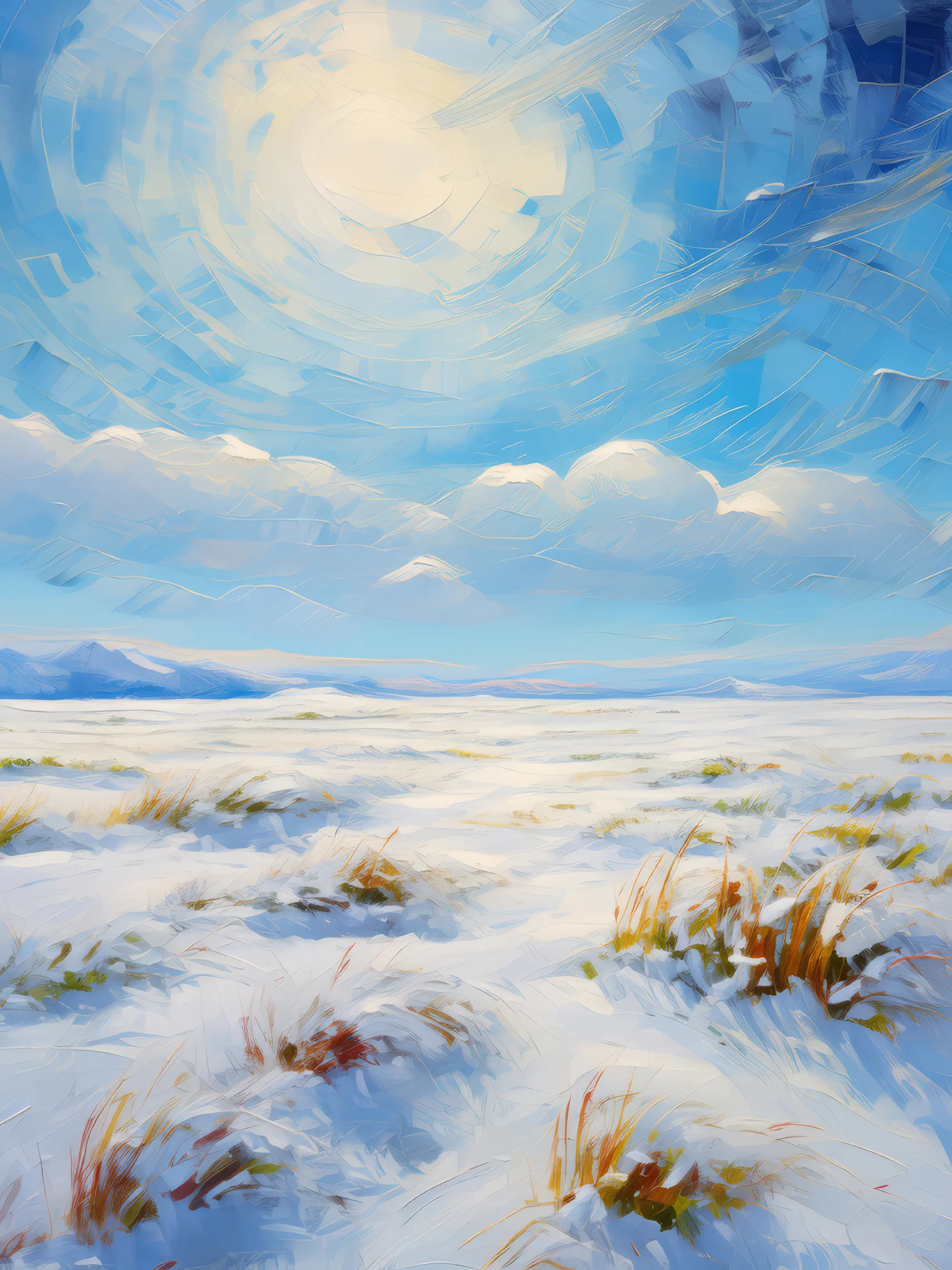 Painting: Snow-Covered Grassland