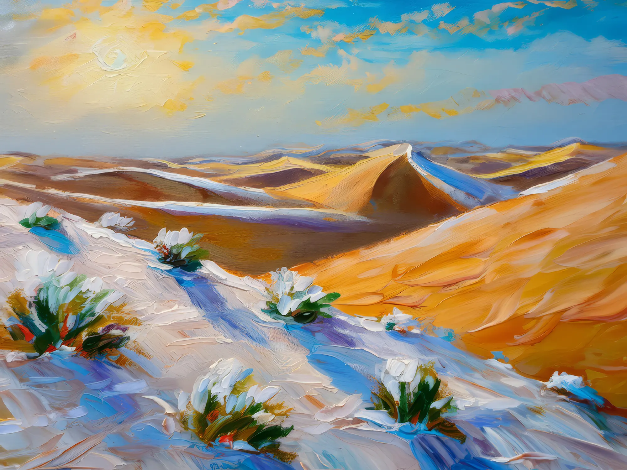 Painting: Snow-Covered Sand Dunes