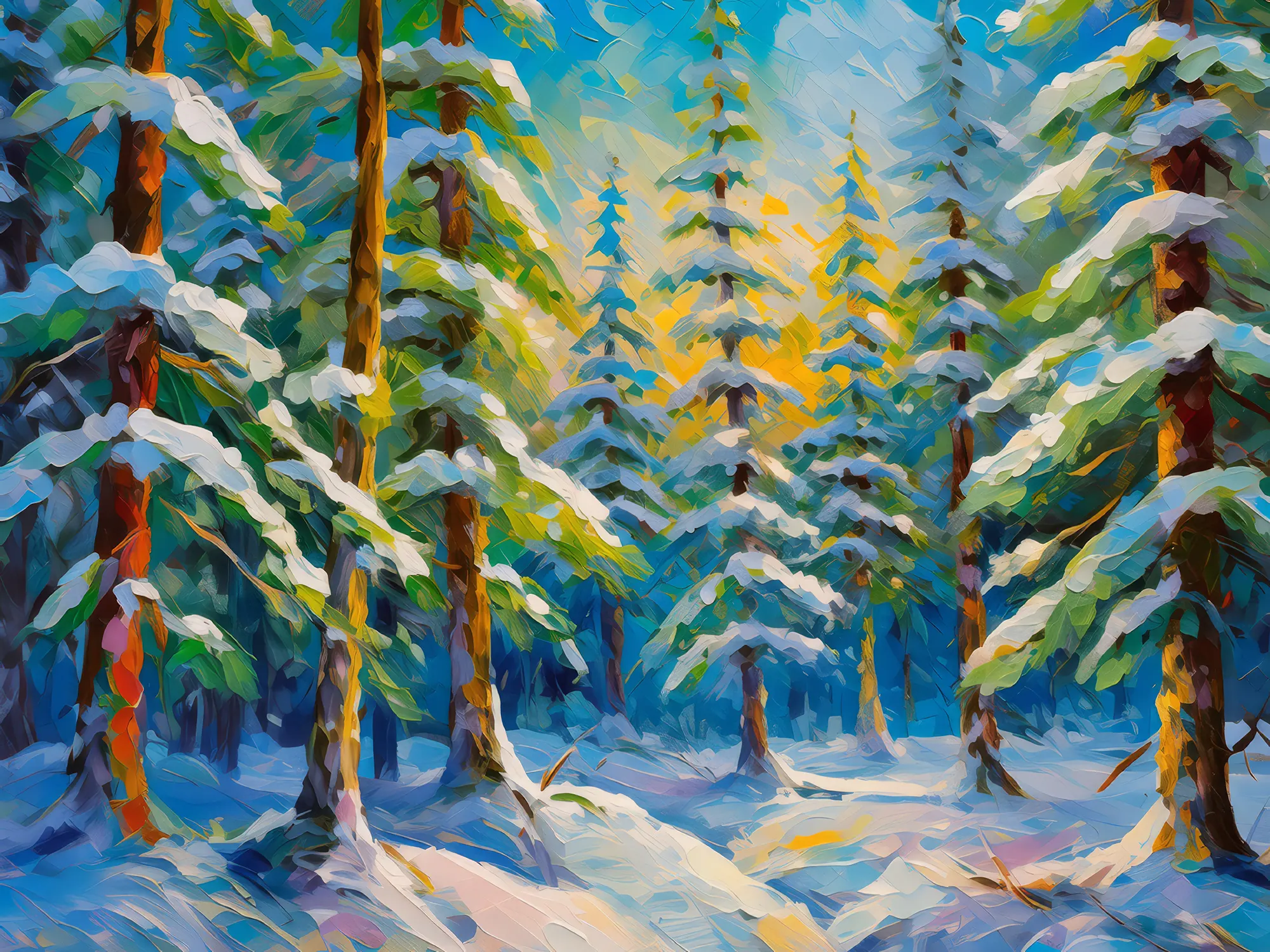 Painting: Snow-Draped Pines