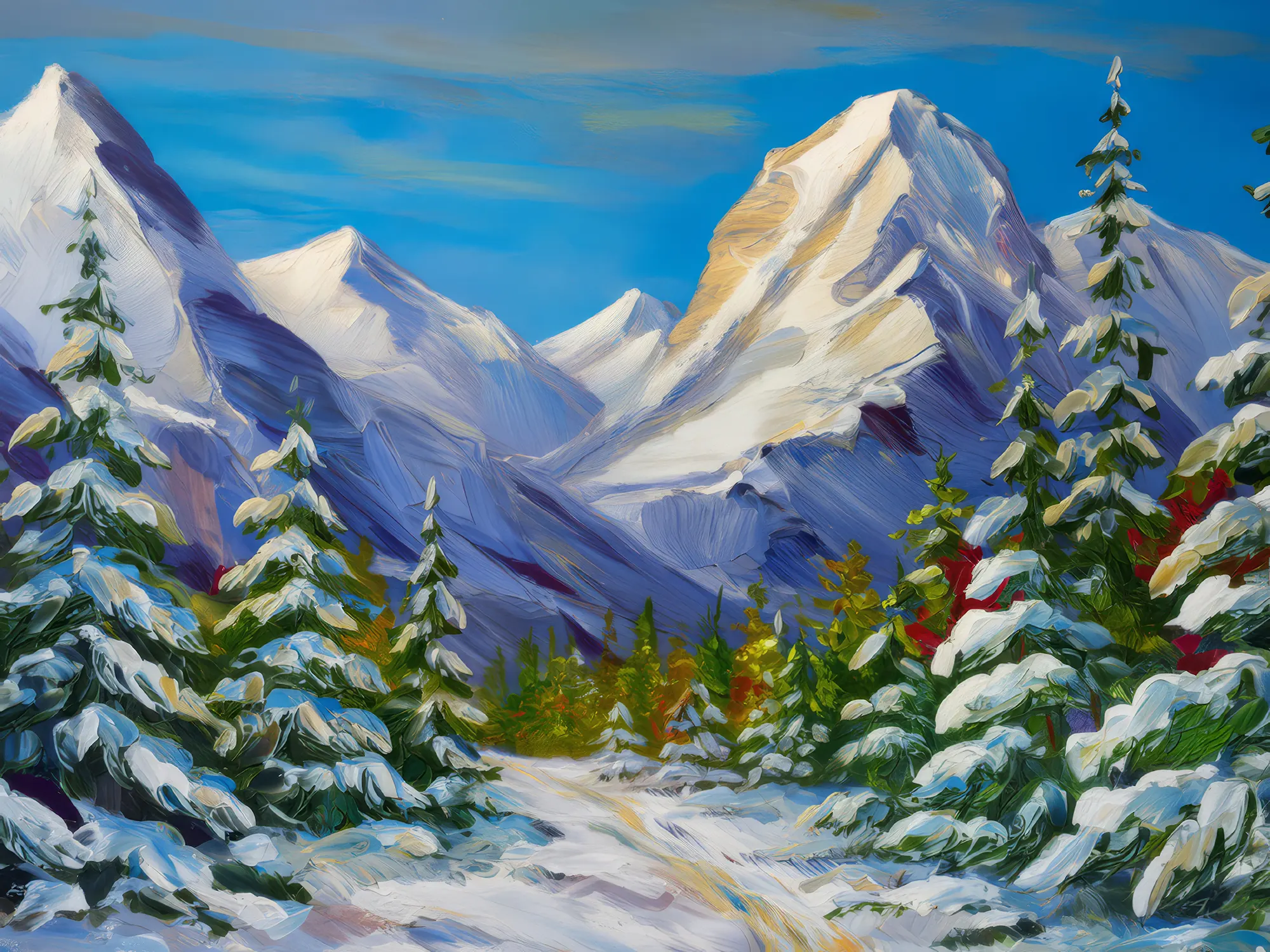 Painting: Snow-Dusted Forest