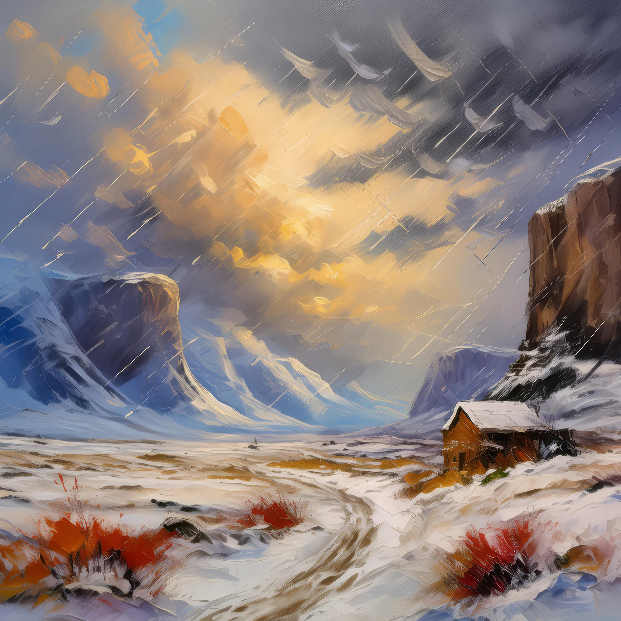 Painting: Snowstorm in Boreal Desert