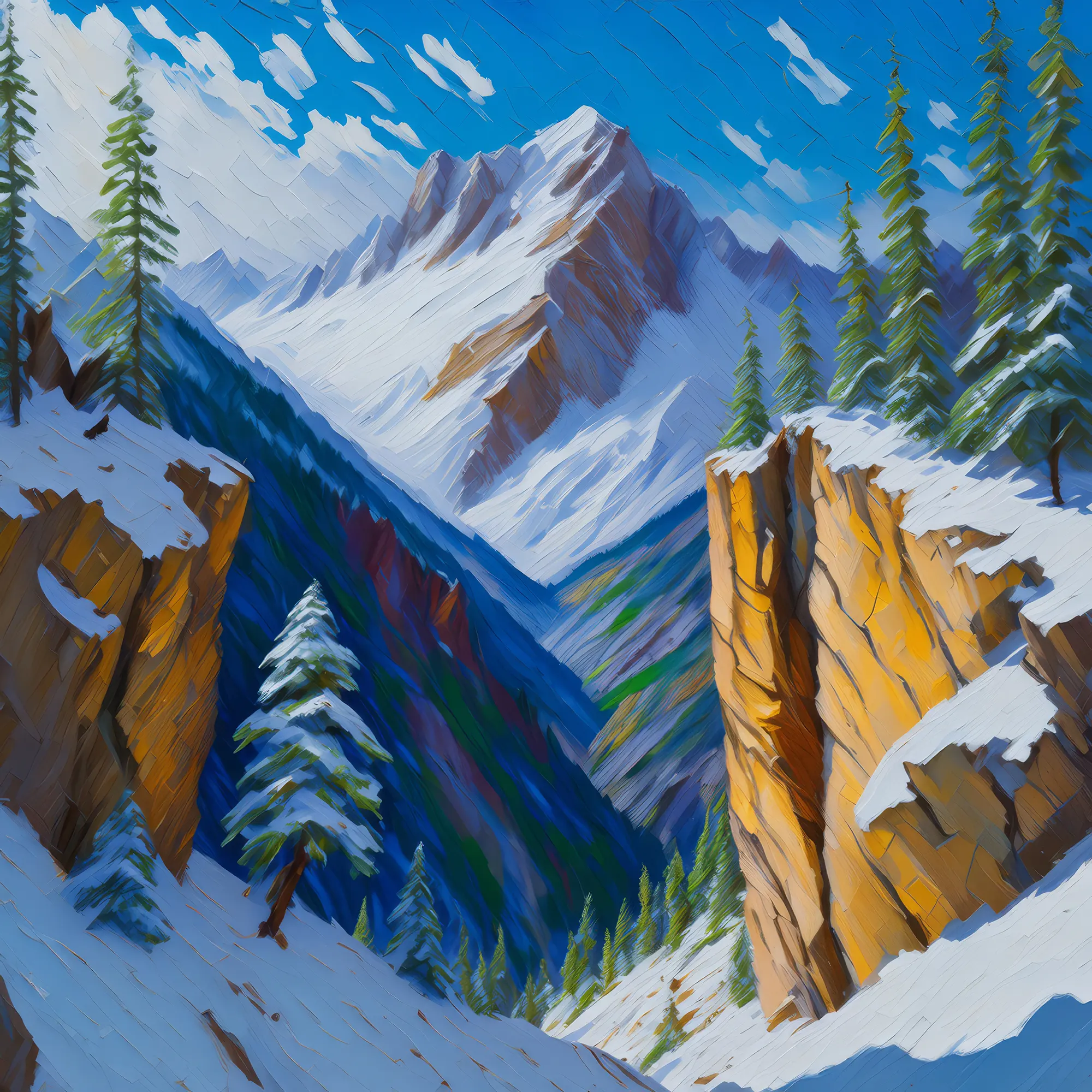 Painting: Snowy Alpine Chasm