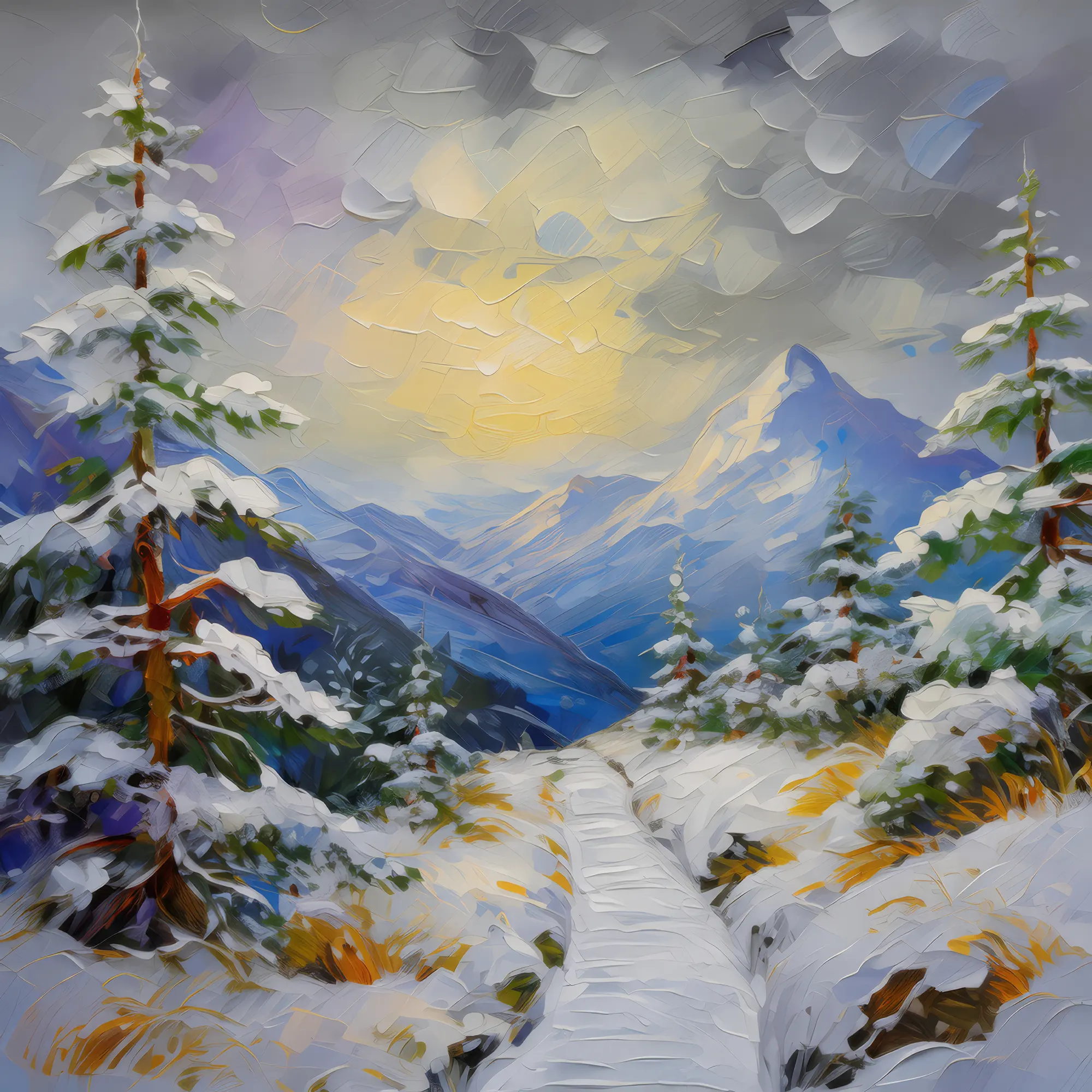 Painting: Snowy Alpine Pathway
