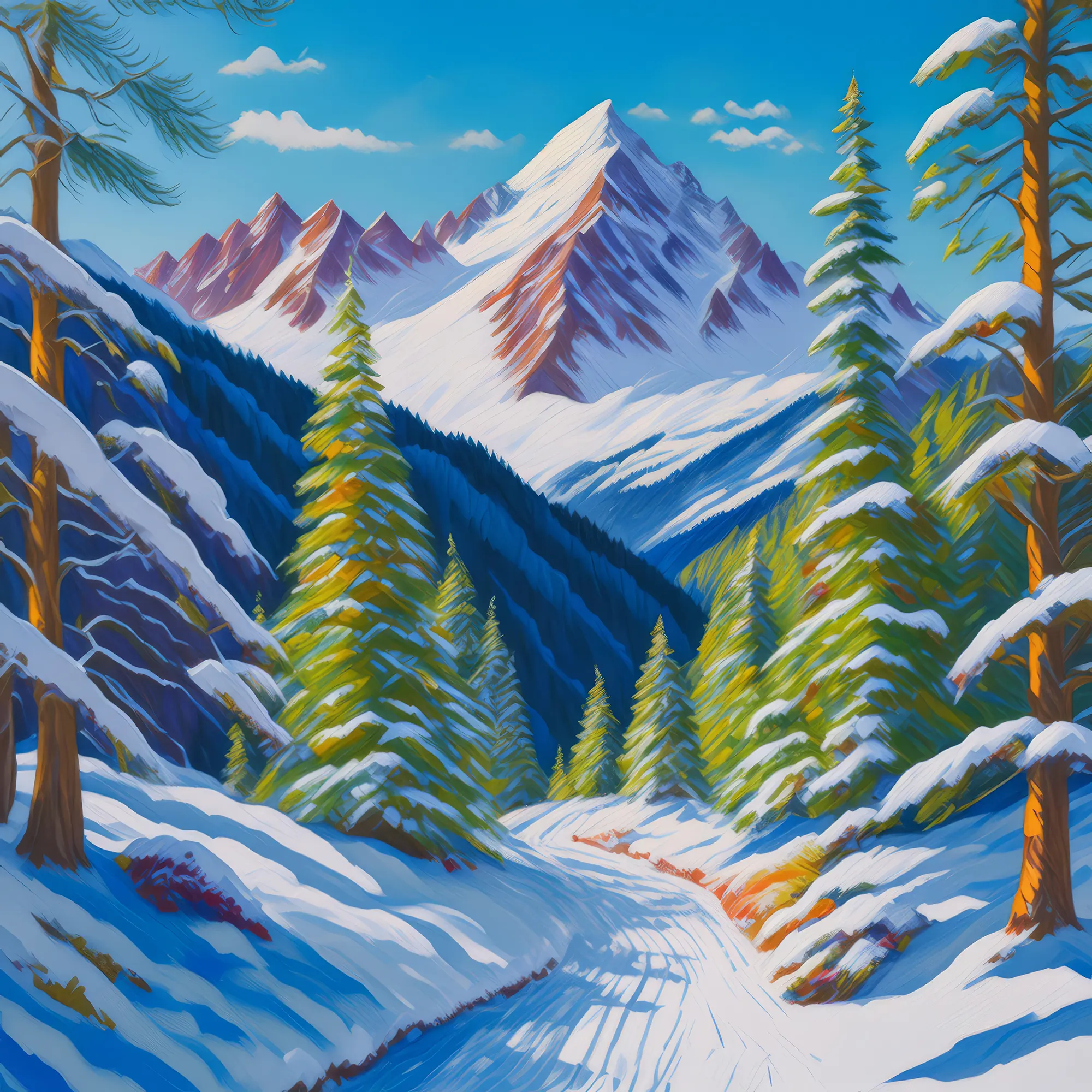 Painting: Snowy Alpine Trail