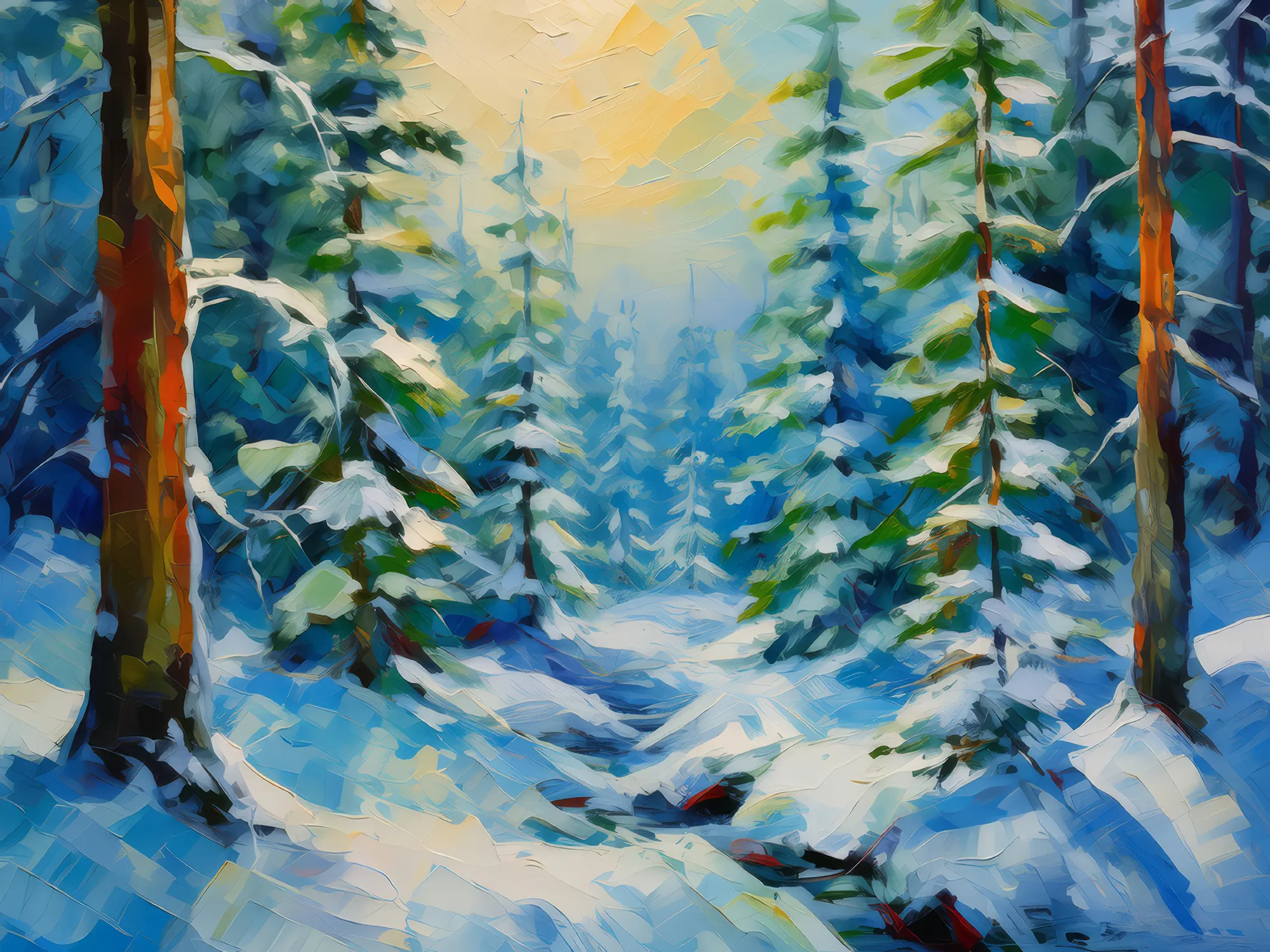 Painting: Snowy Boreal Landscape