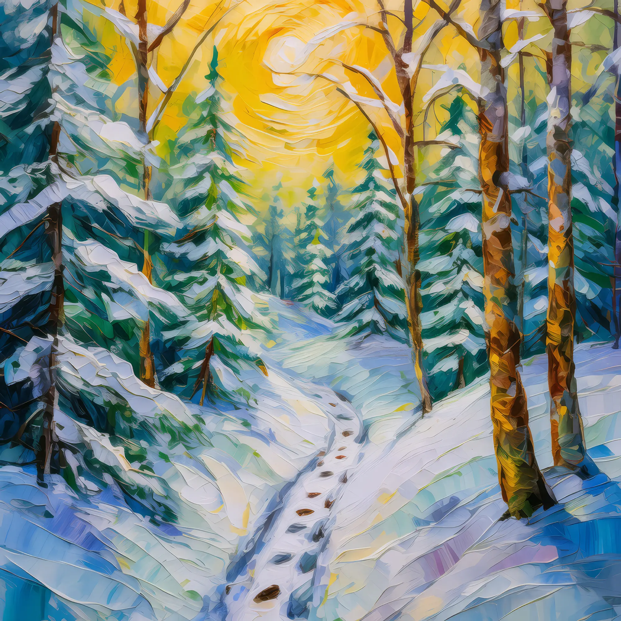 Painting: Snowy Boreal Trail