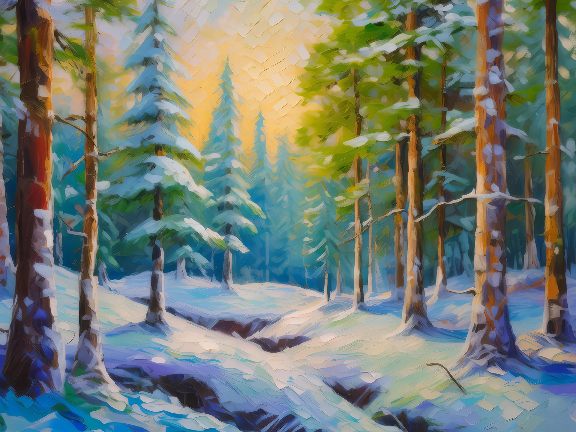 Painting: Snowy Forest Glade