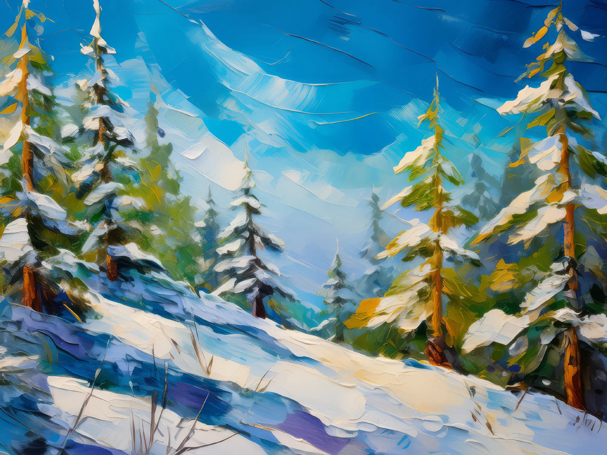 Painting: Snowy Forest Ridge