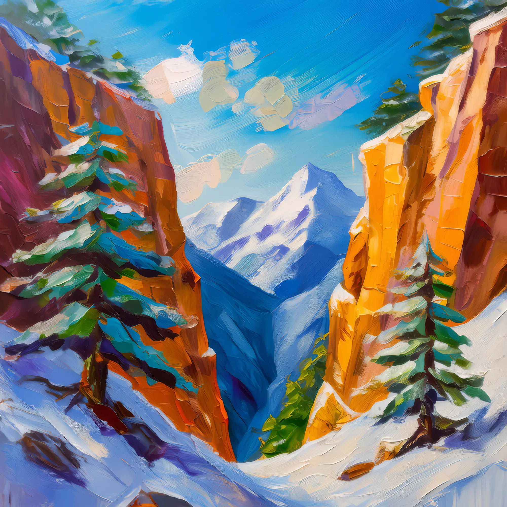 Painting: Snowy Mountain Chasm