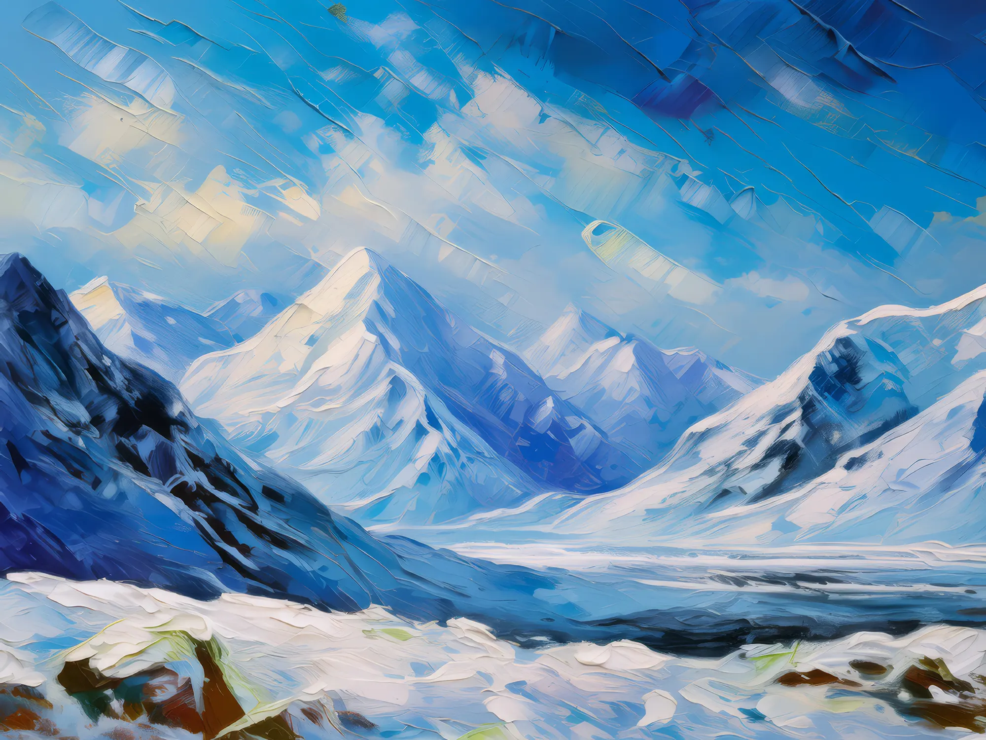 Painting: Snowy Mountain Range