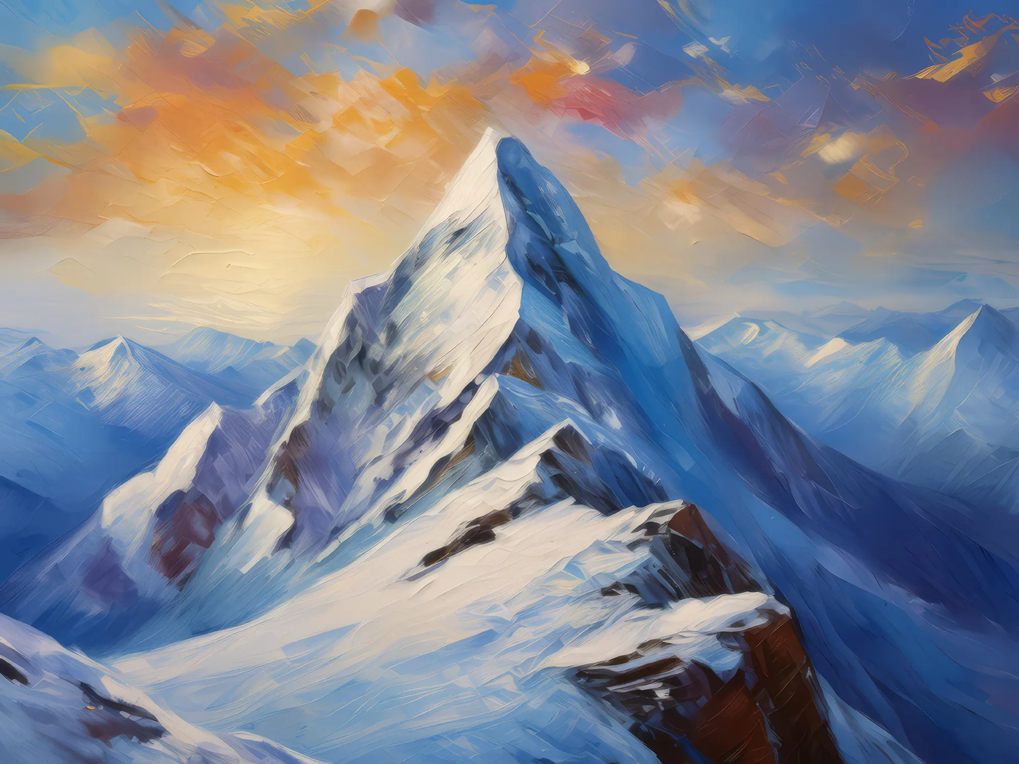 Painting: Snowy Mountain Summit