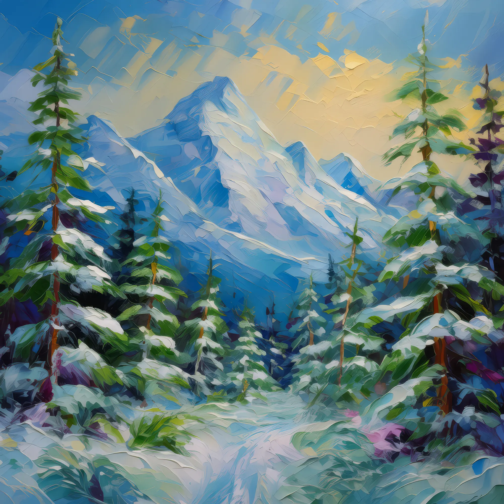 Painting: Snowy Pine Forest