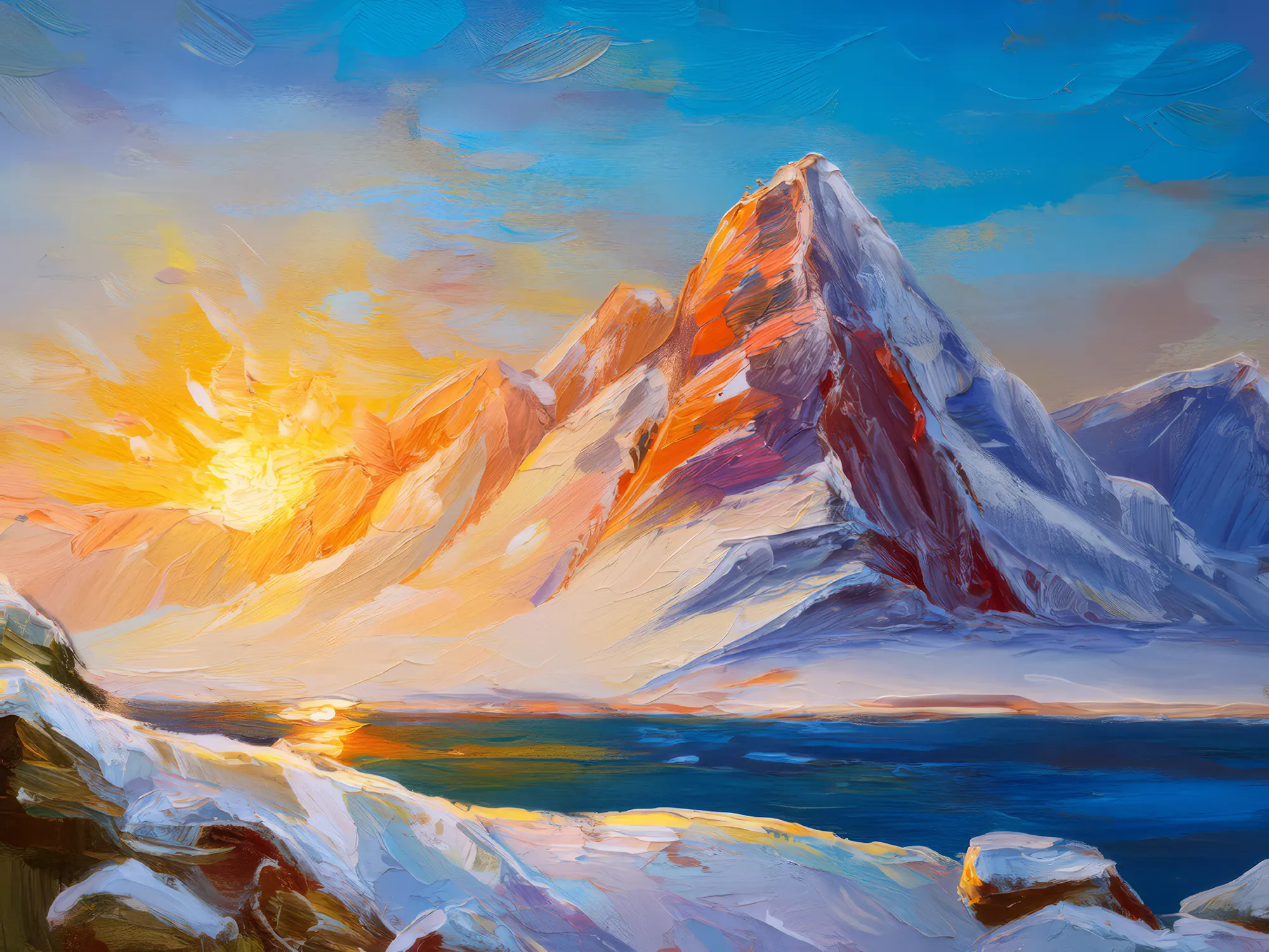 Painting: Snowy Ridge Sunrise