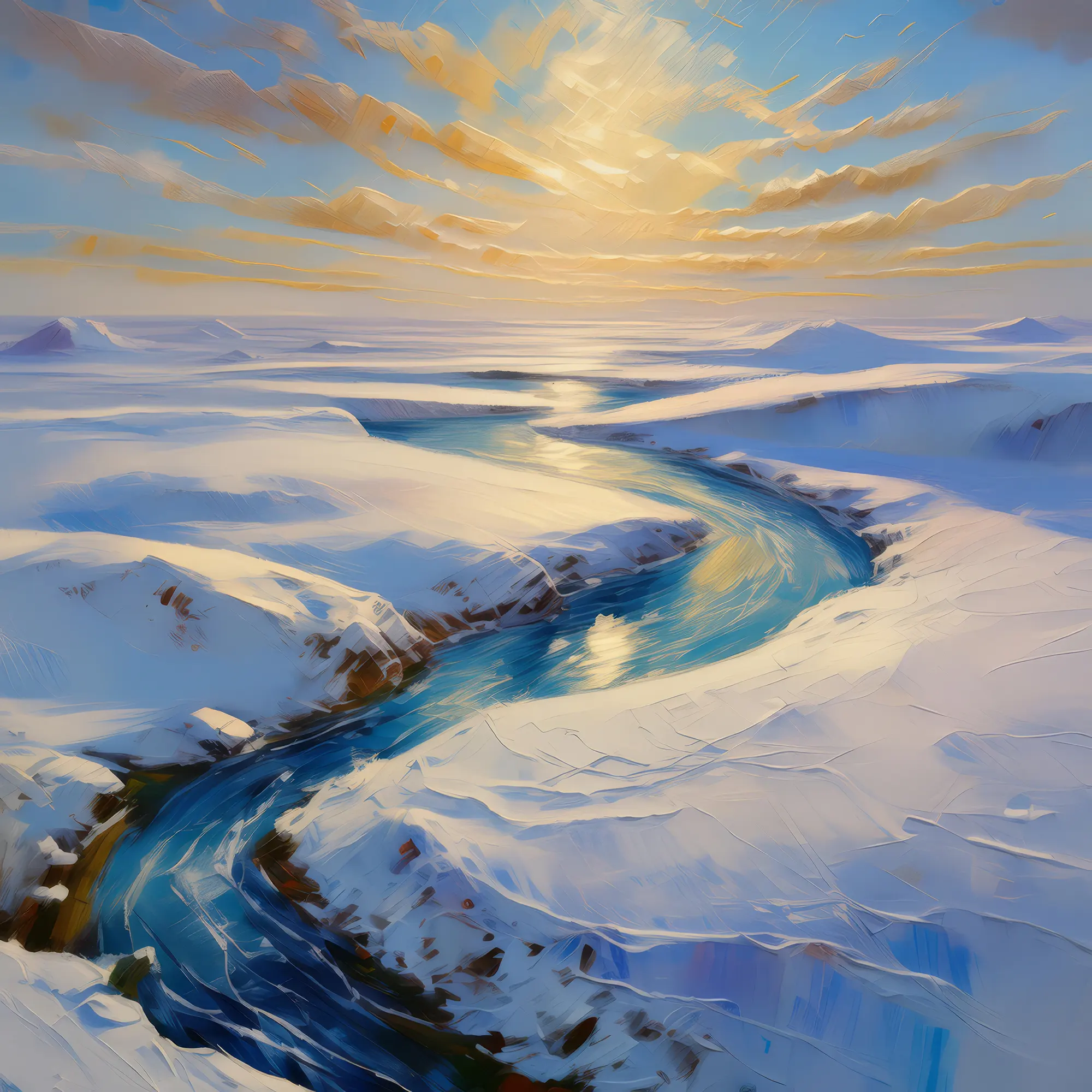 Painting: Snowy Tundra Aerial View
