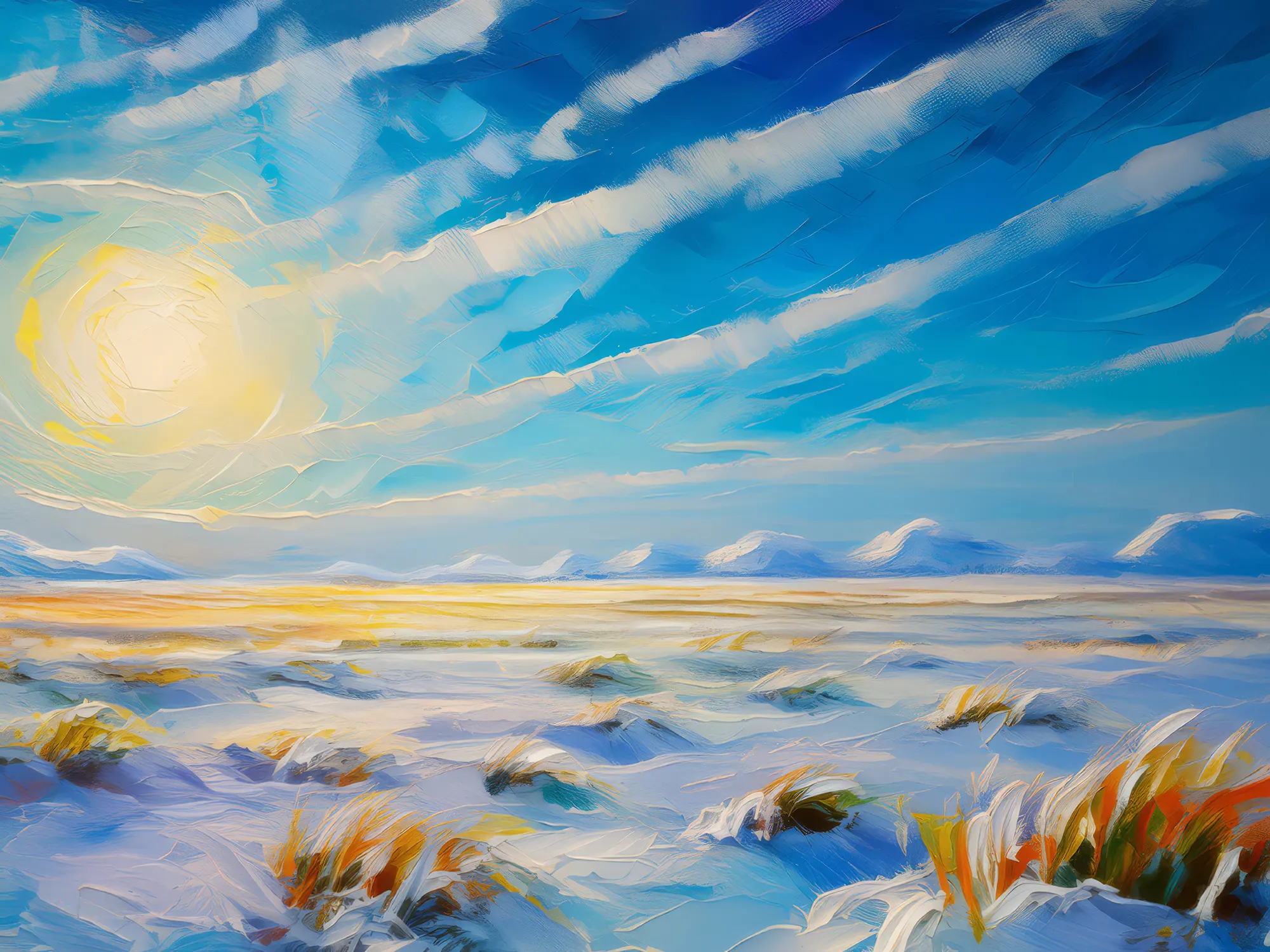 Painting: Snowy Tundra Landscape
