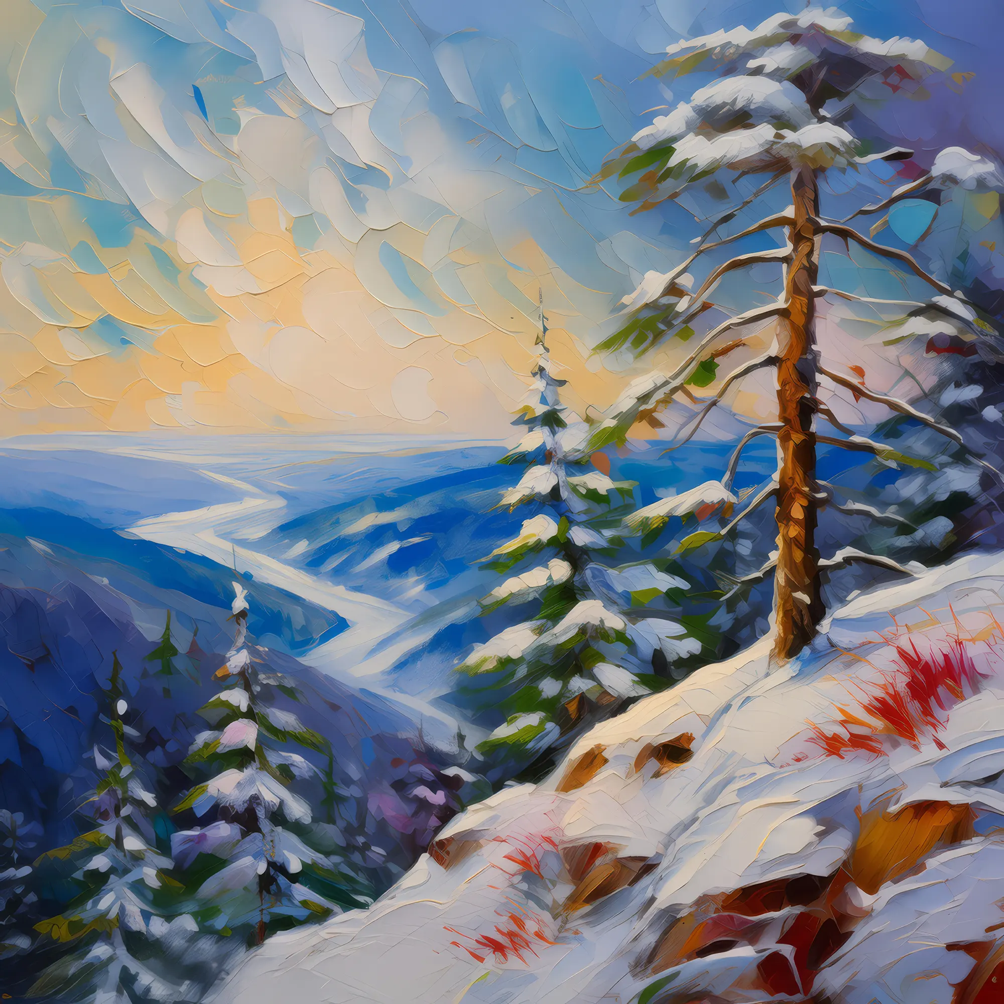 Painting: Snowy Winter Bluff