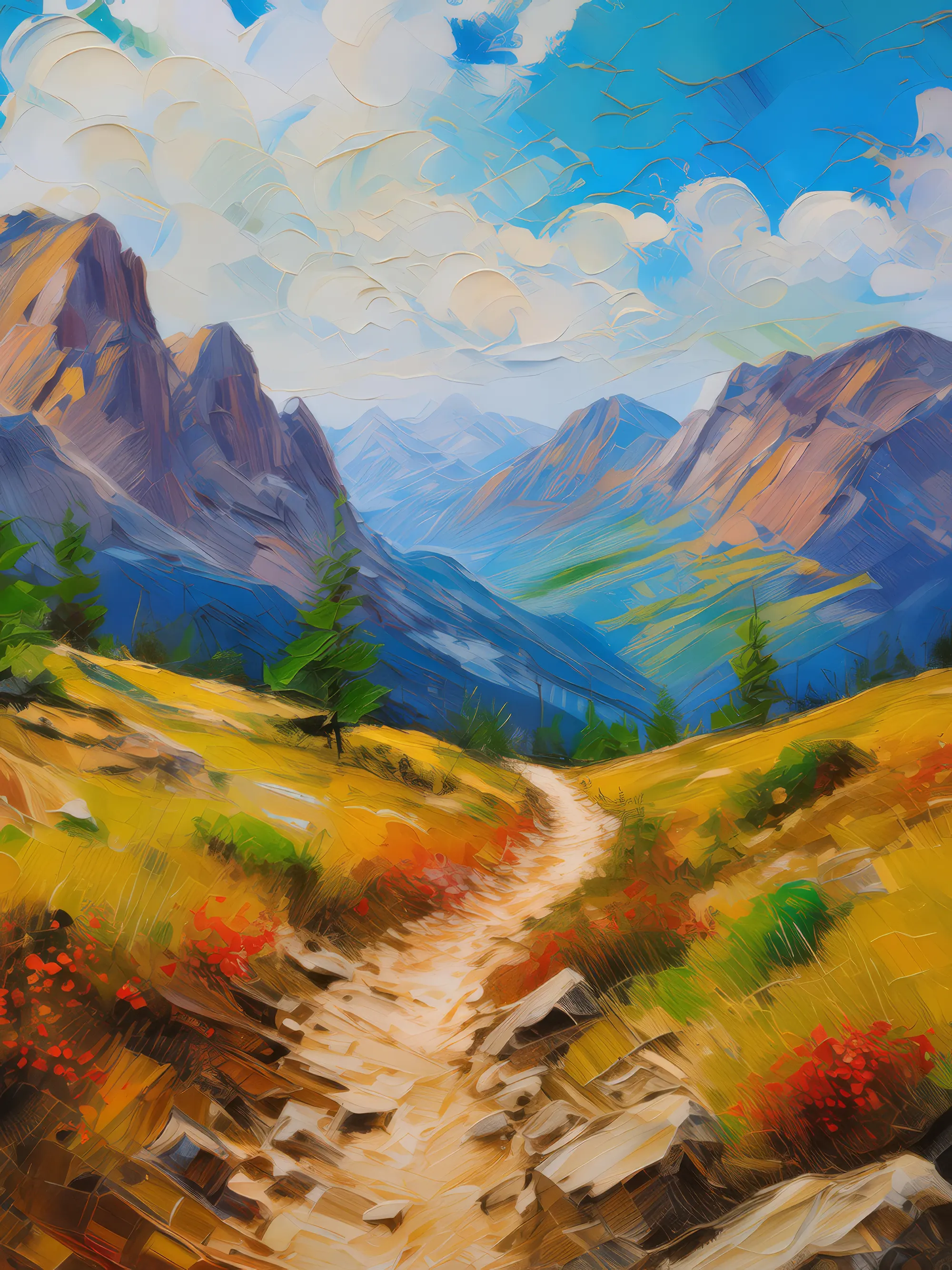 Painting: Solitary Alpine Desert Trail