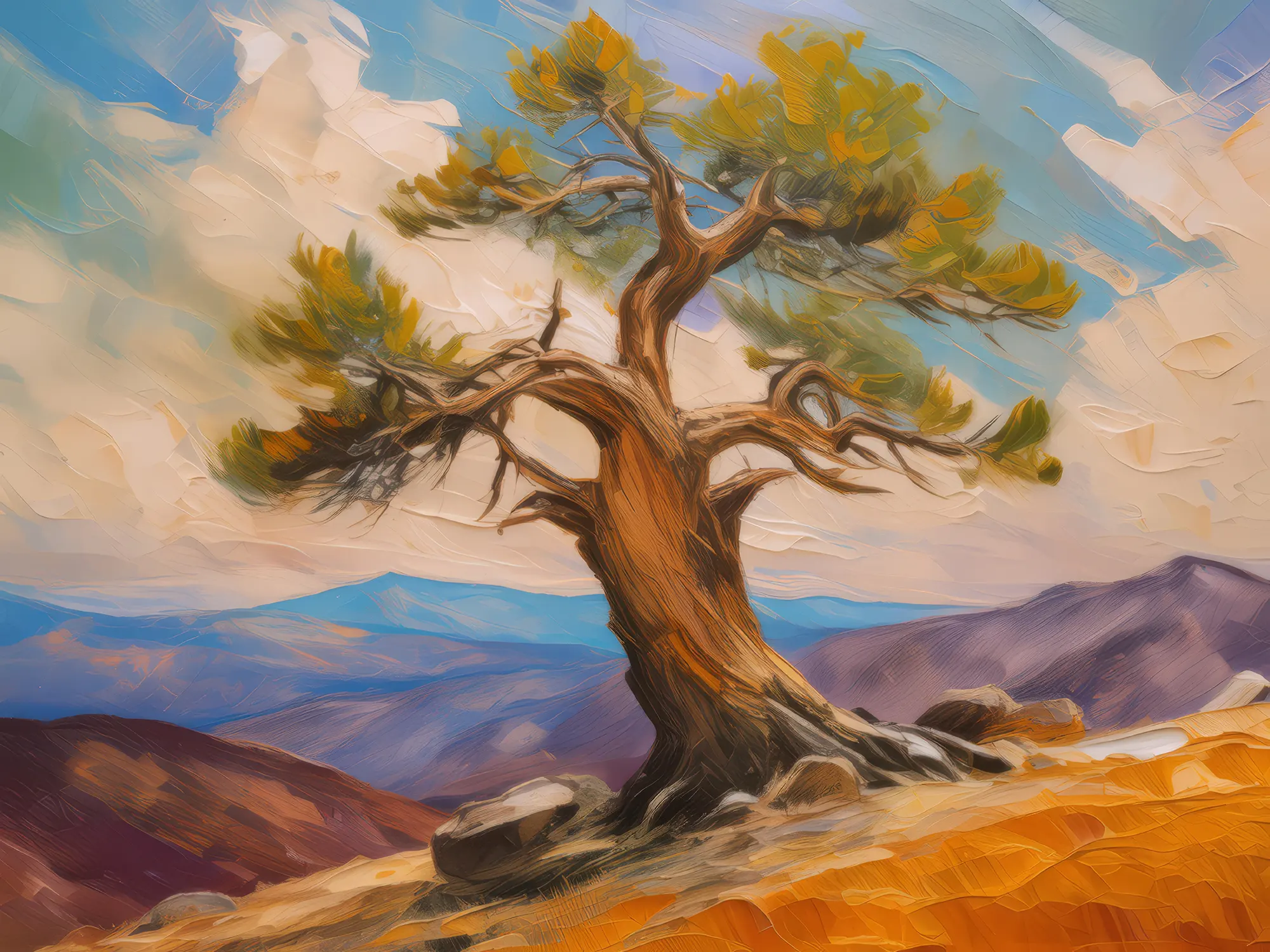 Painting: Solitary Plateau Bristlecone Pine